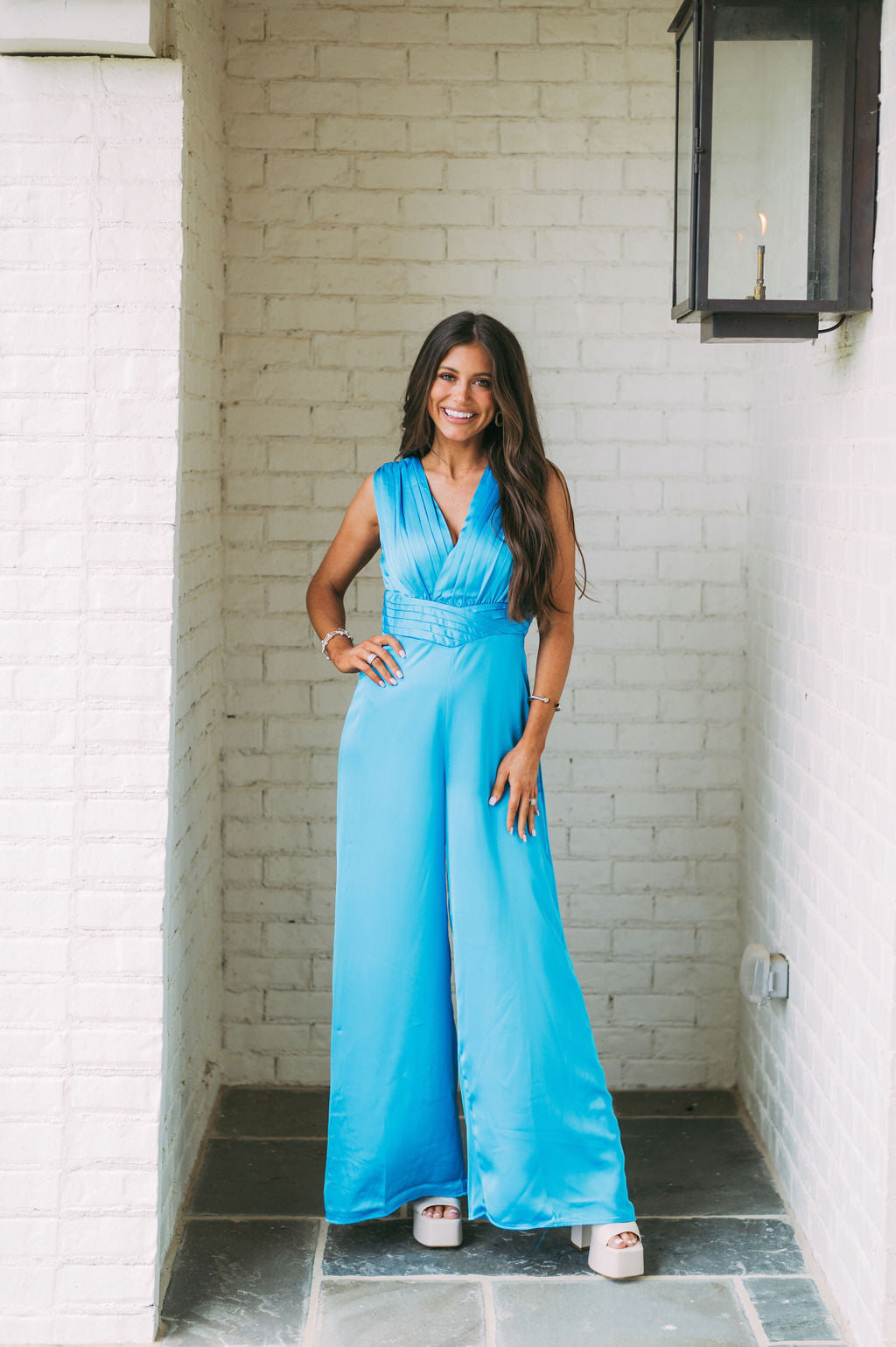 Satin V-Neck Jumpsuit