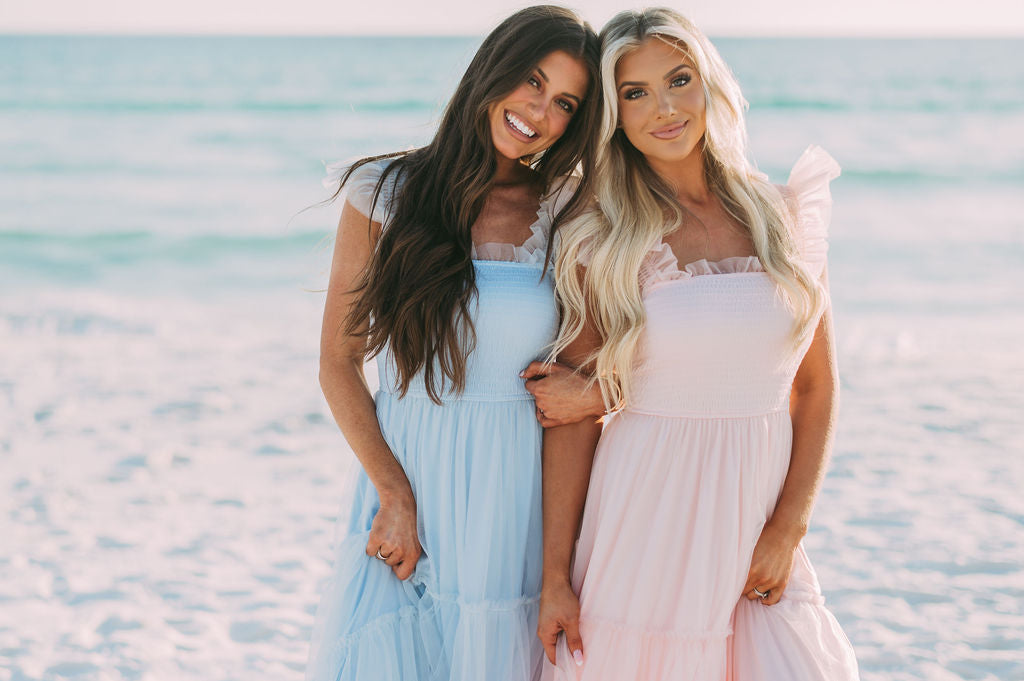 Meleah Tulle Maxi Dress-Light Blue