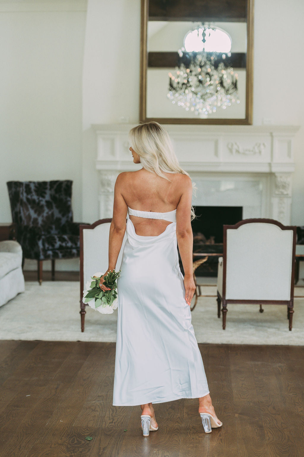 Satin Foldover Strapless Gown-Ivory