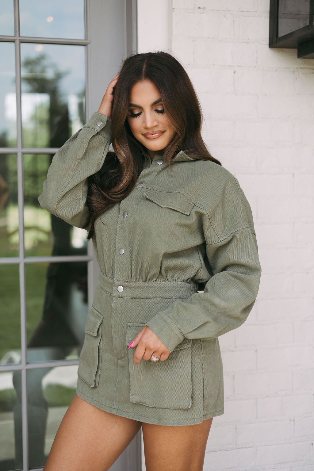 Chambers Denim Romper-Olive