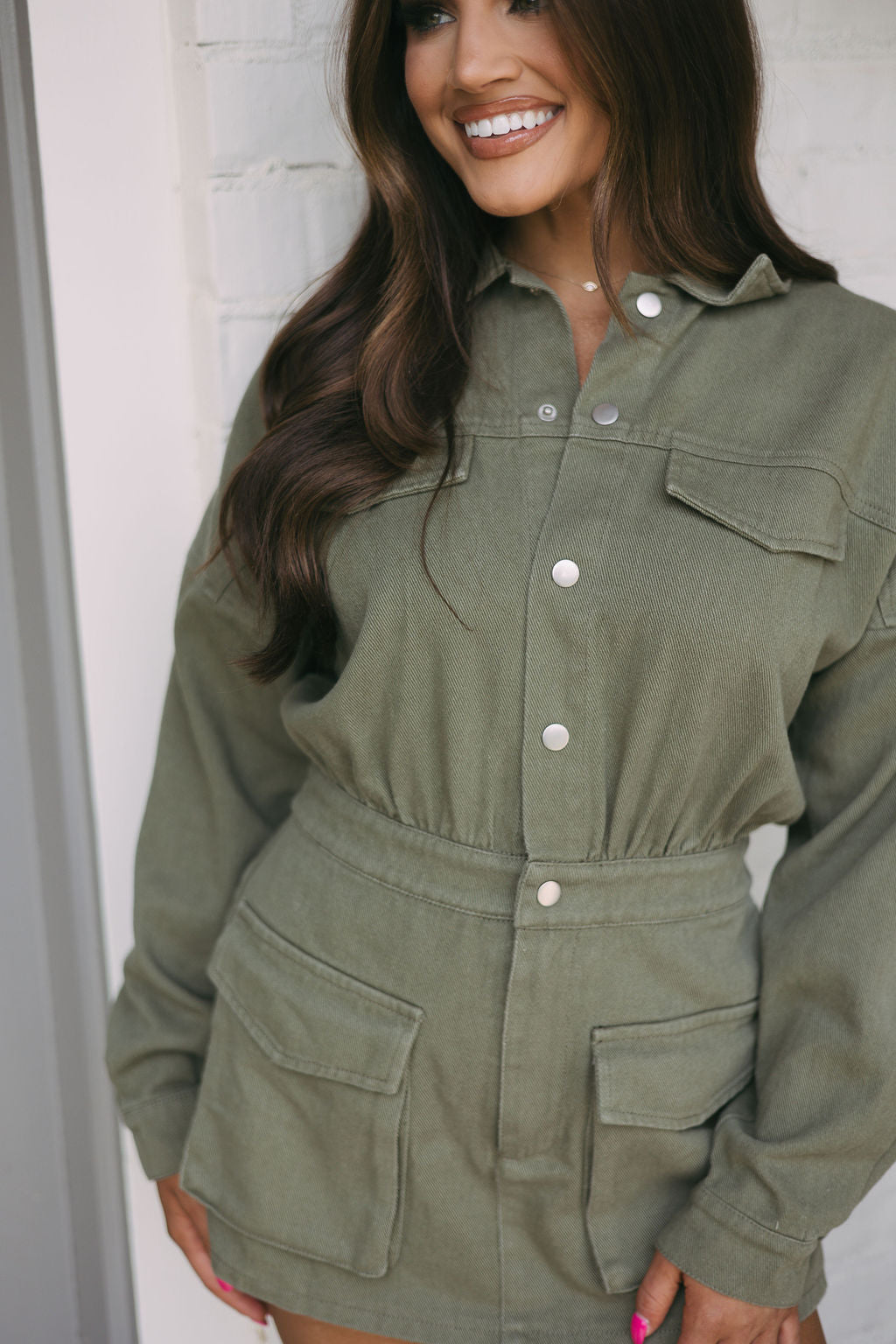 Chambers Denim Romper-Olive