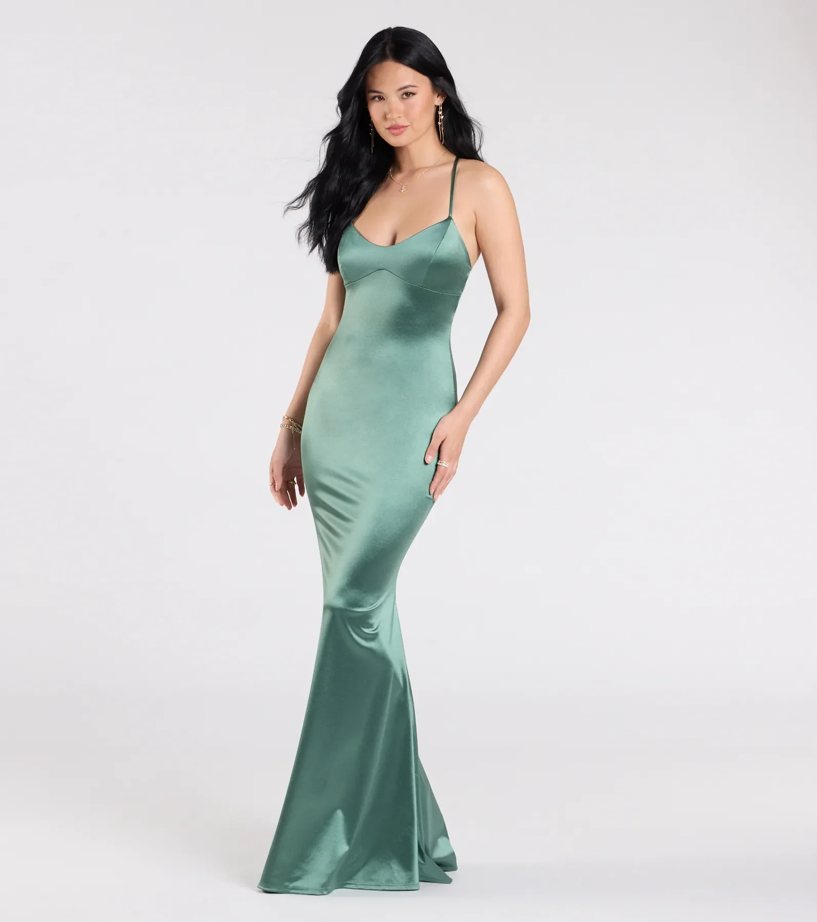 Emmie Lace-Up Mermaid Satin Formal Dress