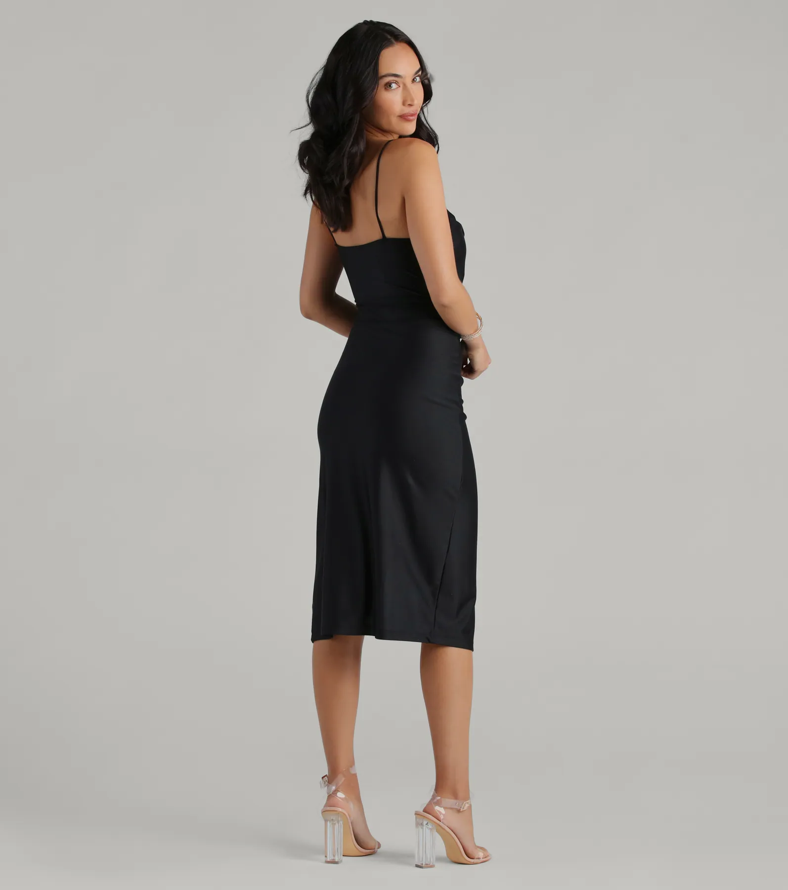Sleek And Smooth High Slit Midi Dress