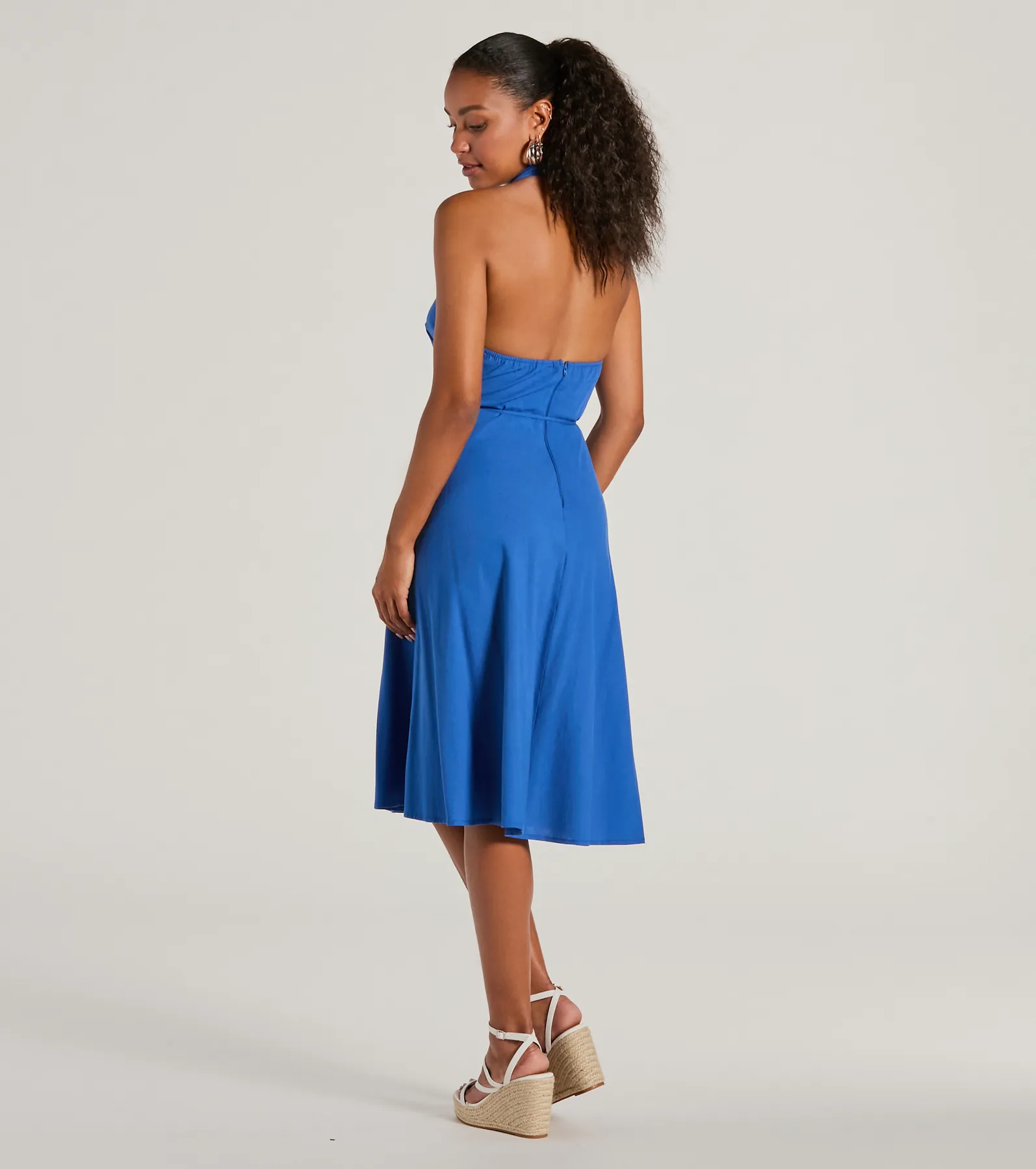 Delightful Charm Halter A-Line Midi Dress