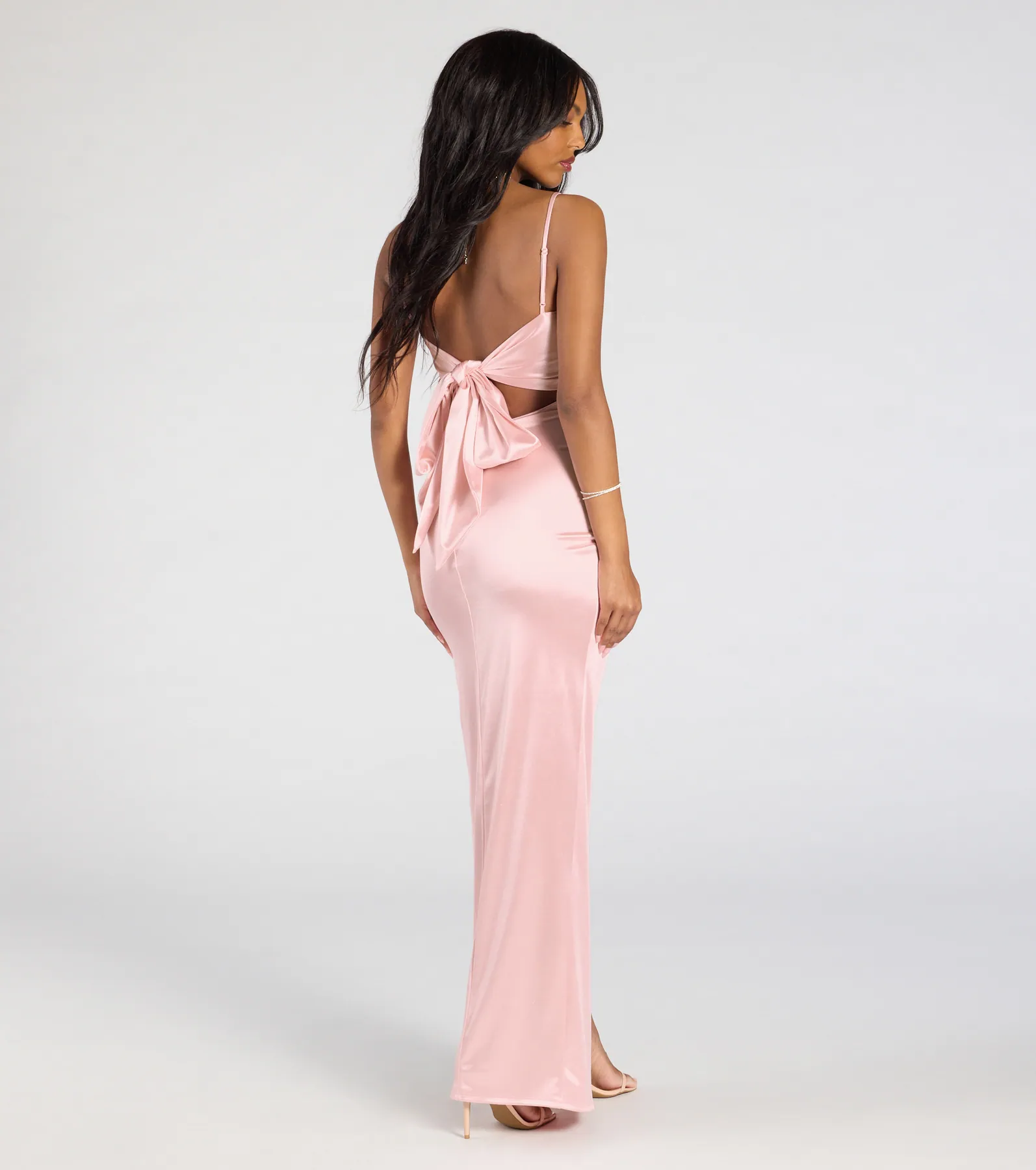 Carolina High-Slit Bow Wrap Dress