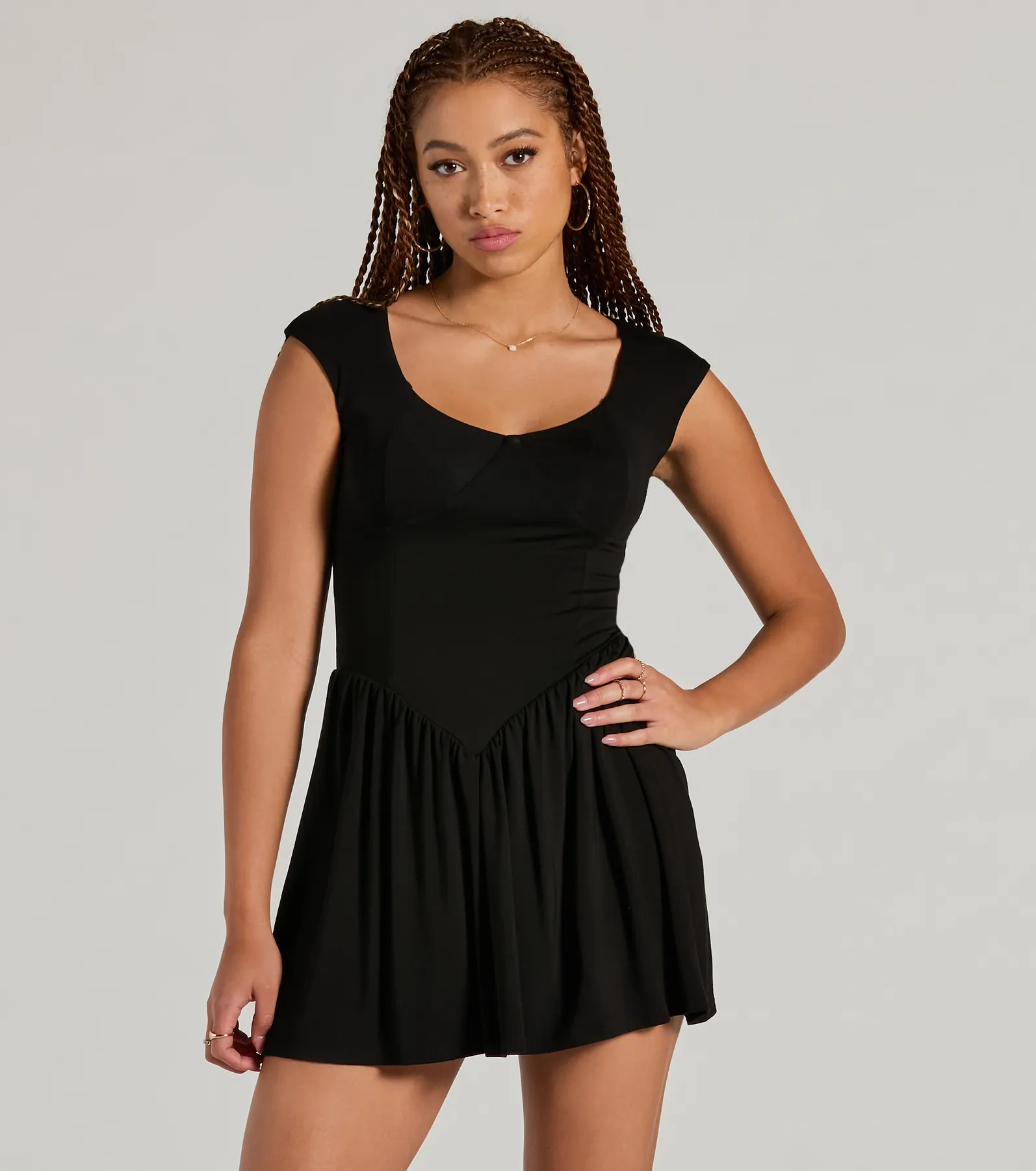 Flattering Look A-Line Ruffled Mini Dress