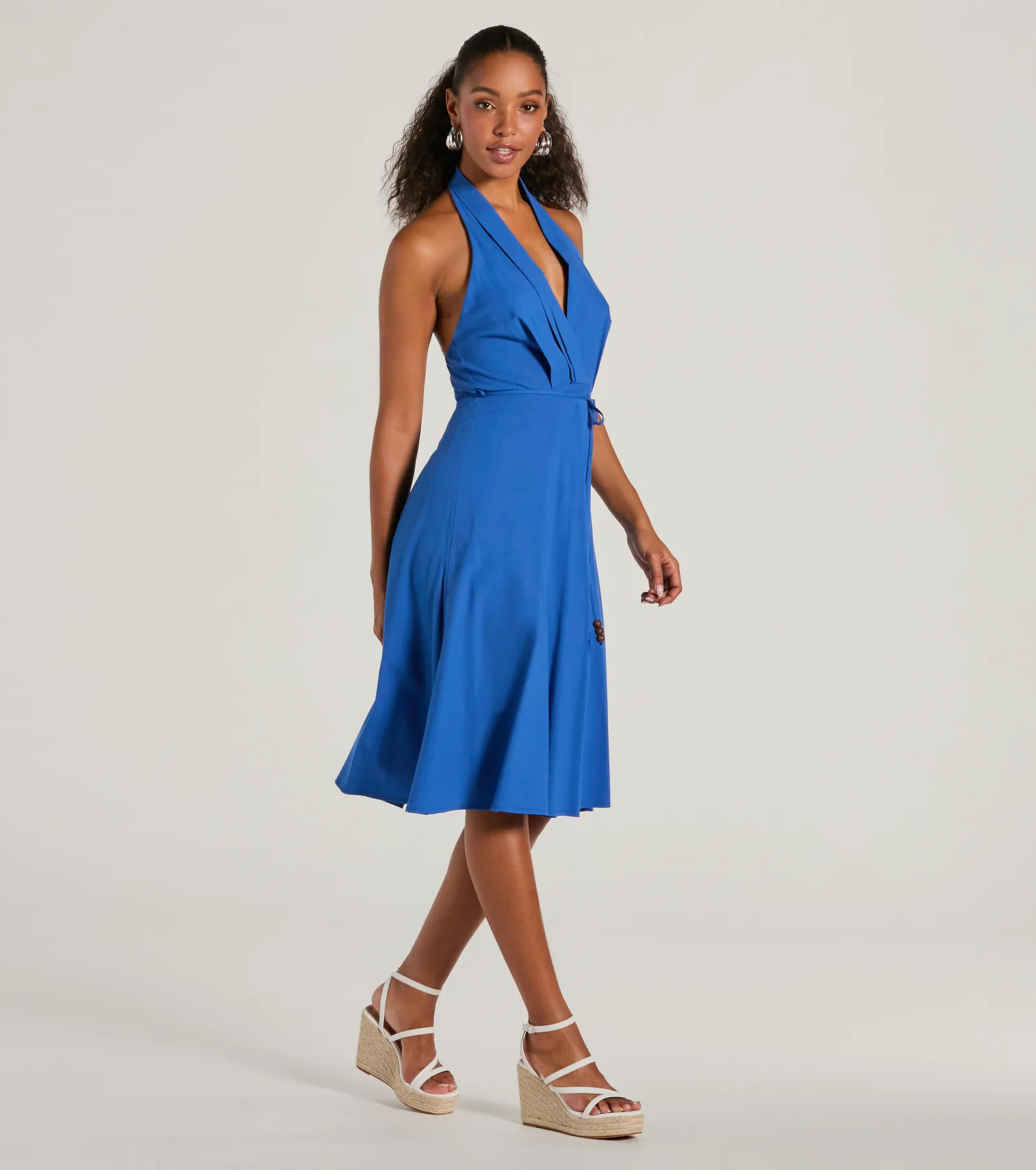 Delightful Charm Halter A-Line Midi Dress