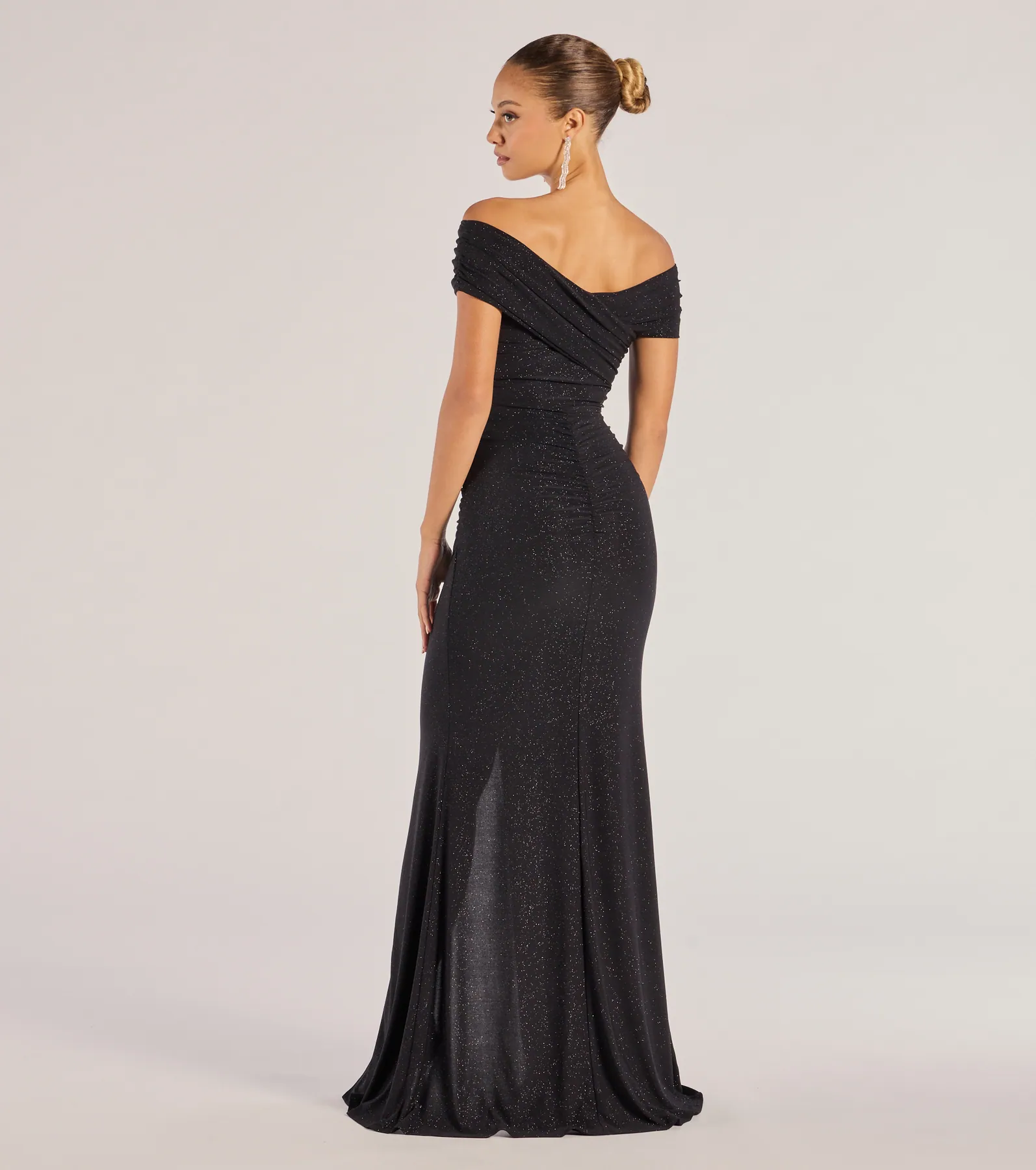 Giada Glitter Knit Off-the-Shoulder Column Dress