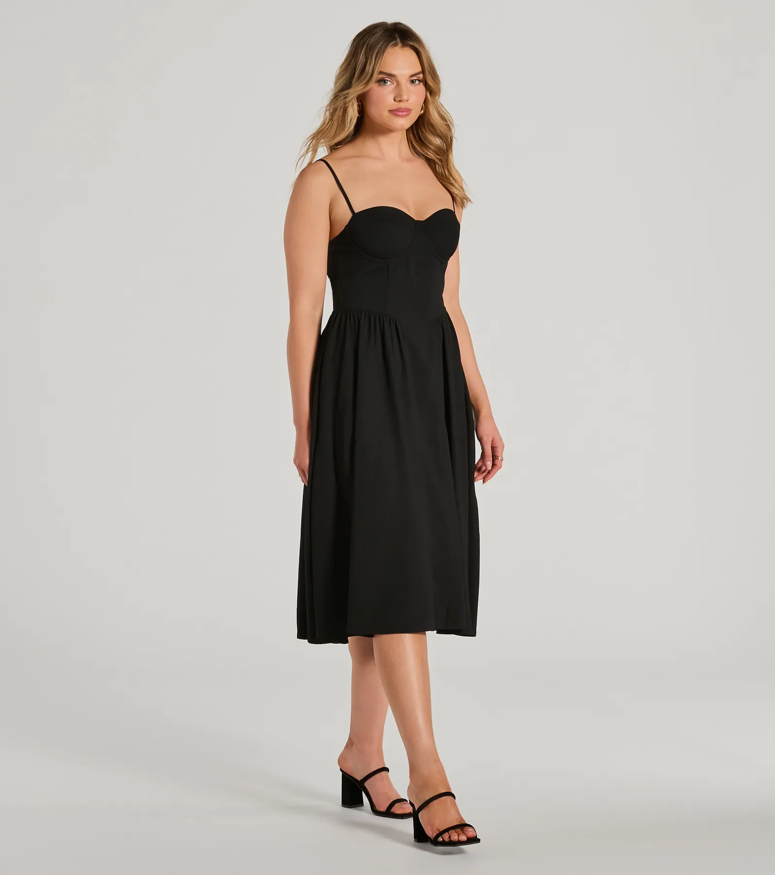 Blissful Afternoons Corset A-Line Midi Dress