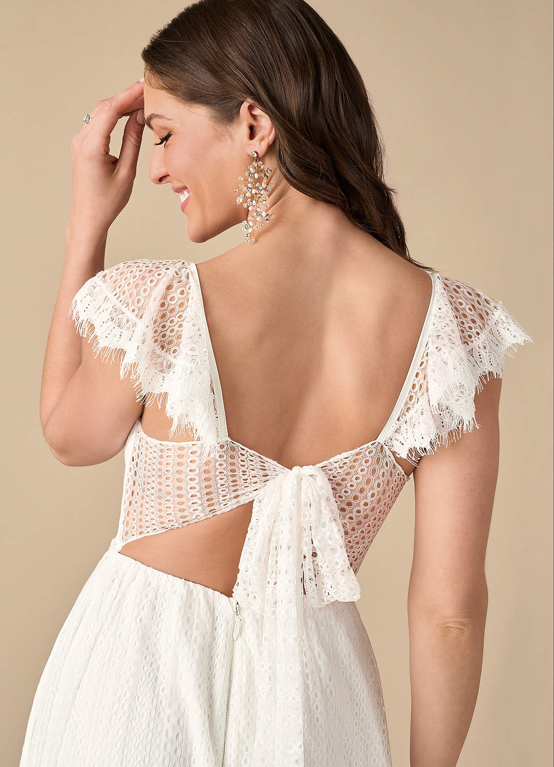 Diamond White A-Line Lace Dress