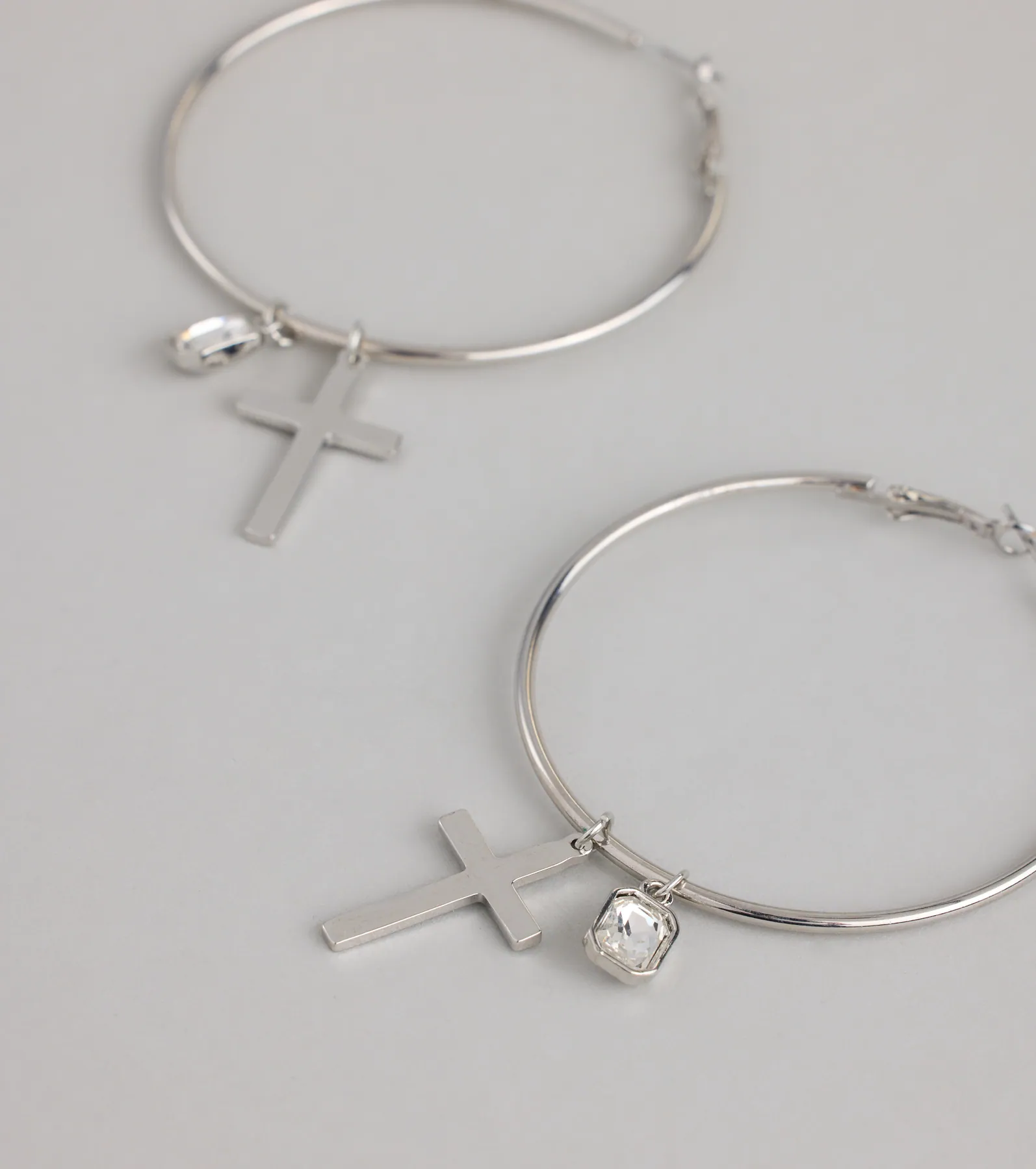 Drama Drop Cross Charm Hoop Earrings