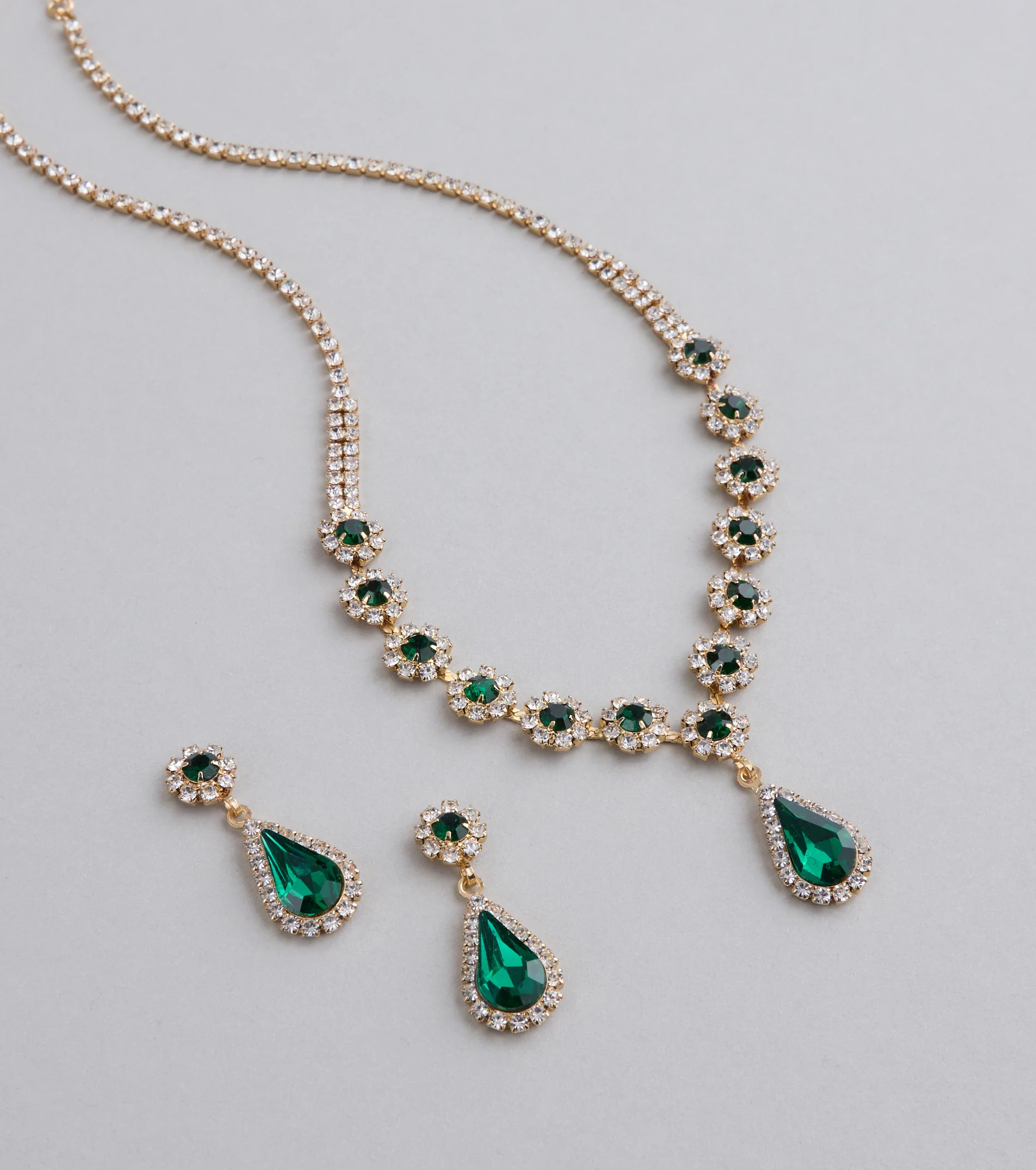 Luxe Look Gemstone Necklace And Earrings Set