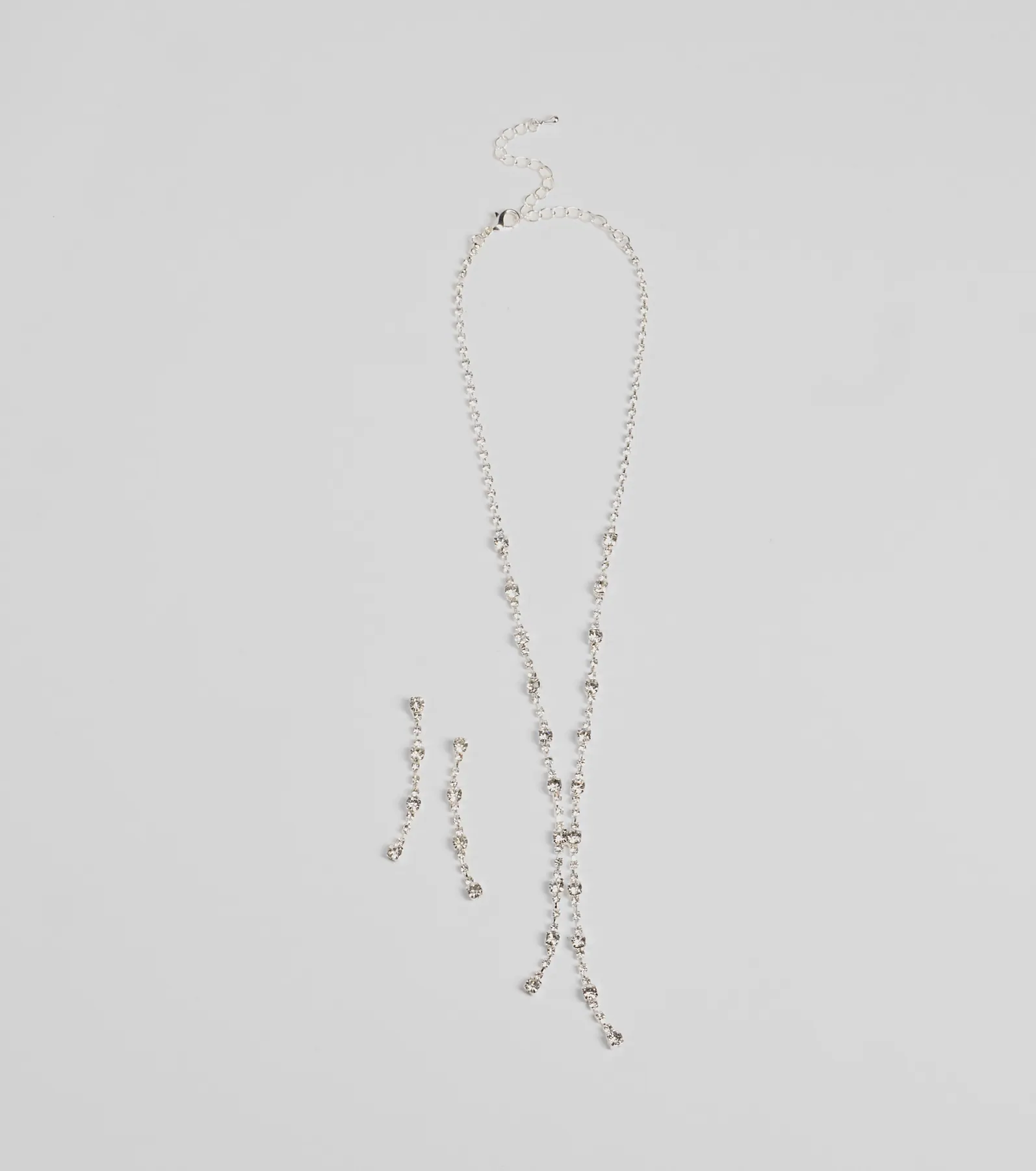 Glam Shine Rhinestone Lariat Necklace Set