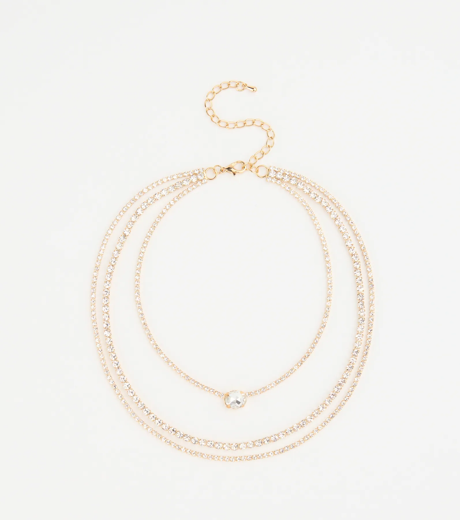 Chic Shine Rhinestone Layered Necklace