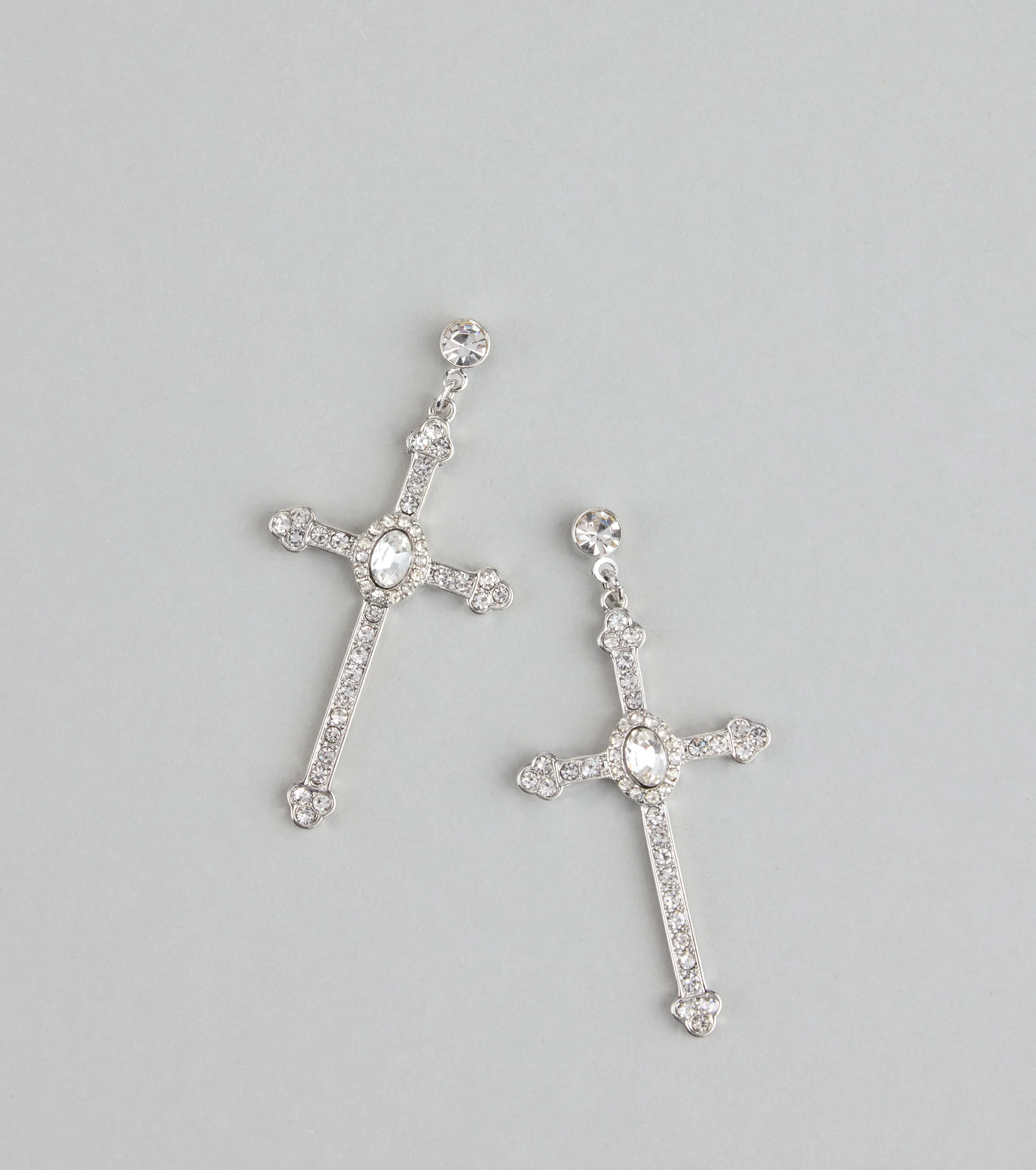 Chic Factor Rhinestone Cross Earrings