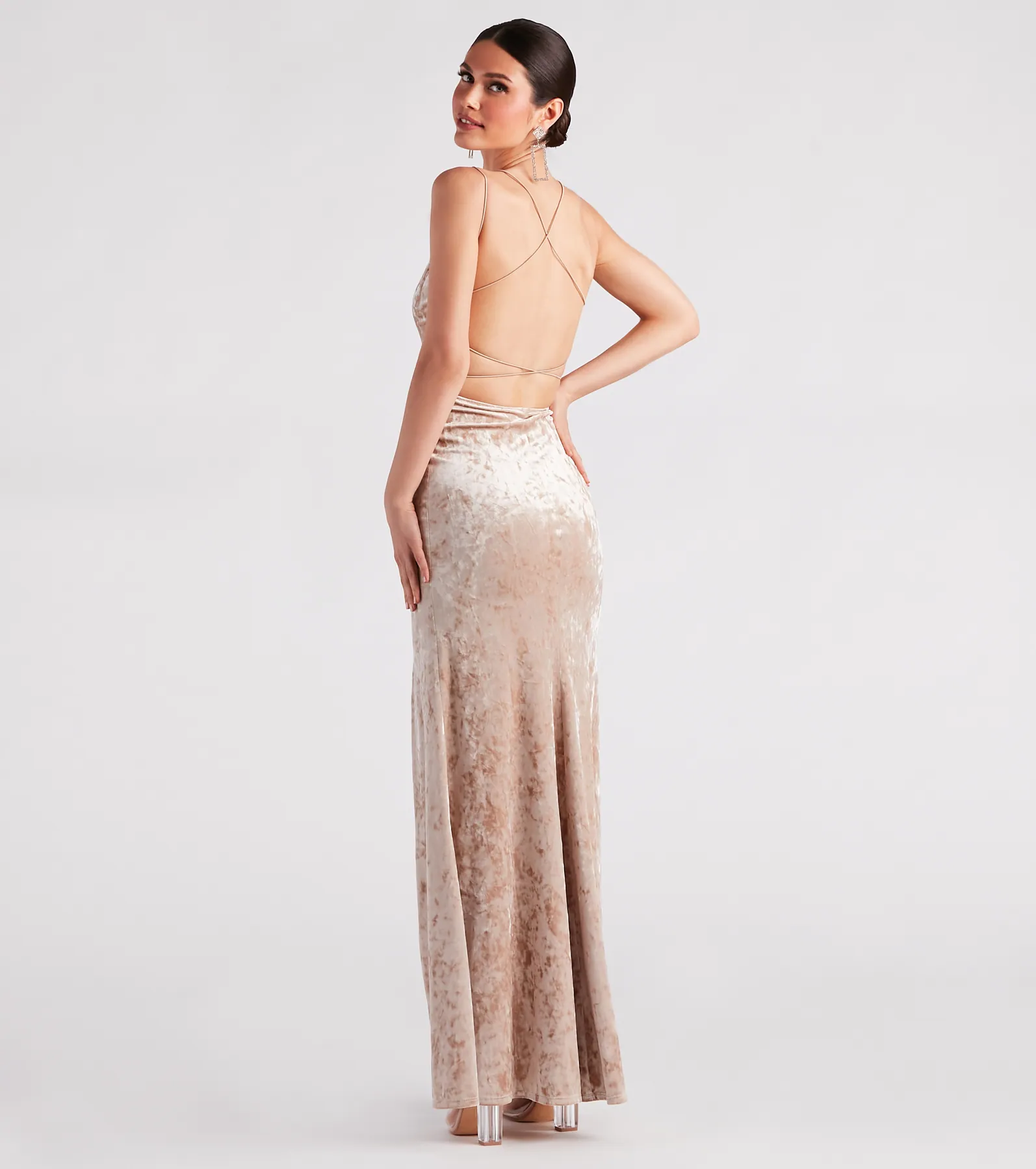 Samaria Formal Crushed Velvet Long Dress