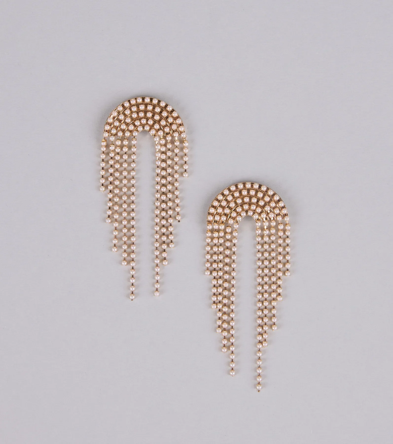 Dripping in Drama Pearl Fringe Earrings