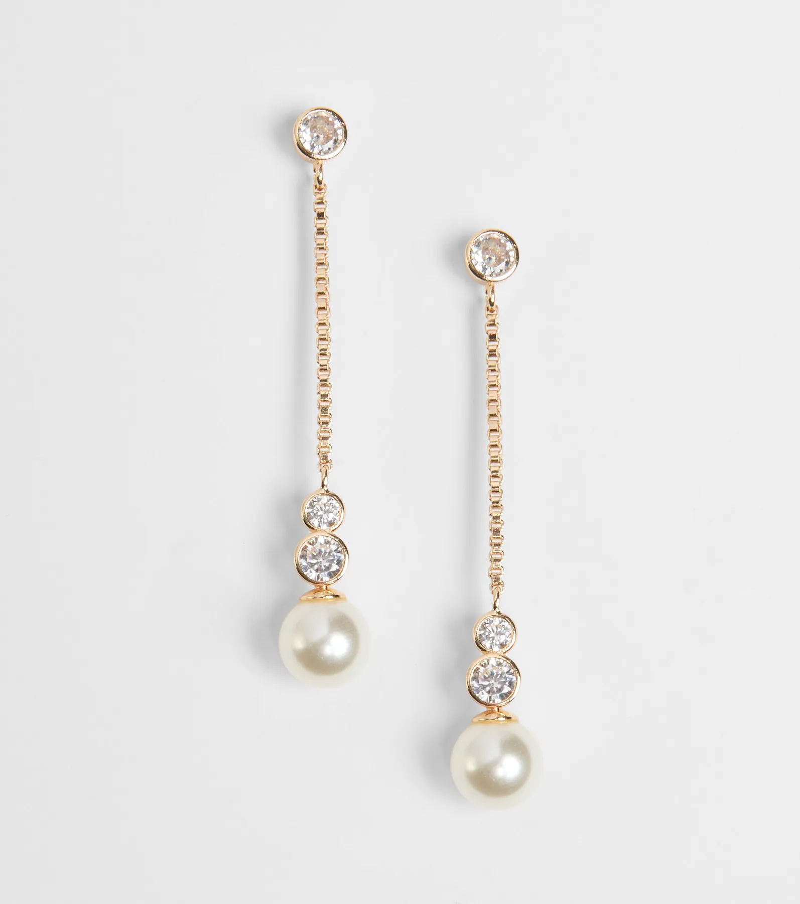 Set In Stone Pearl Rhinestone Earrings