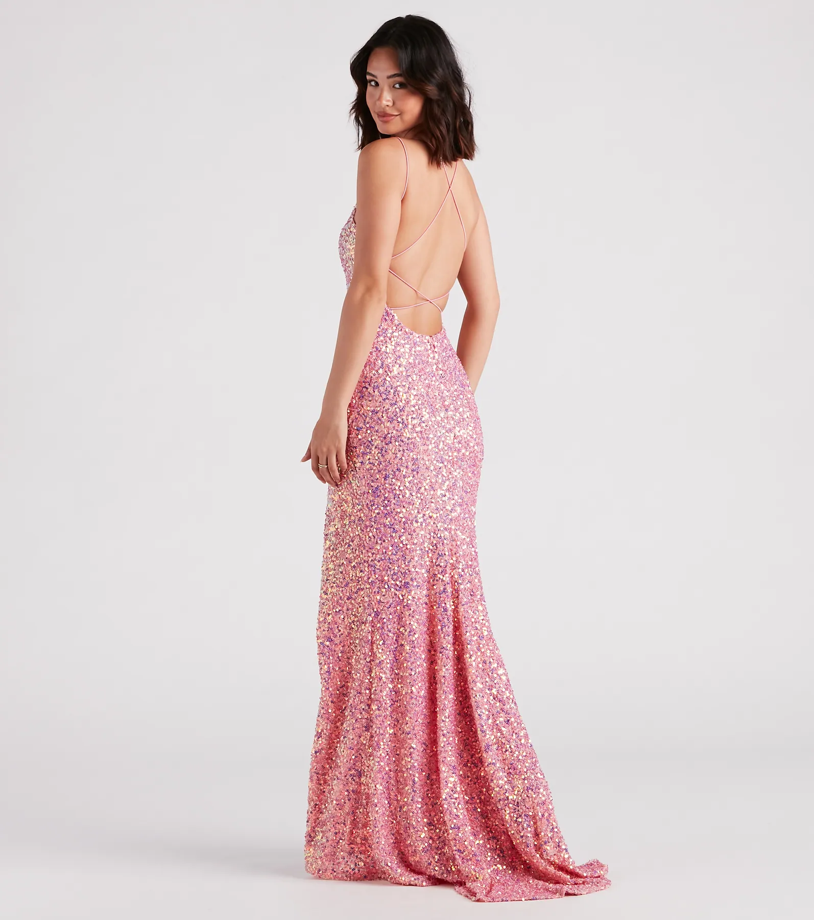 Emmeline Iridescent Sequin A-Line Formal Dress