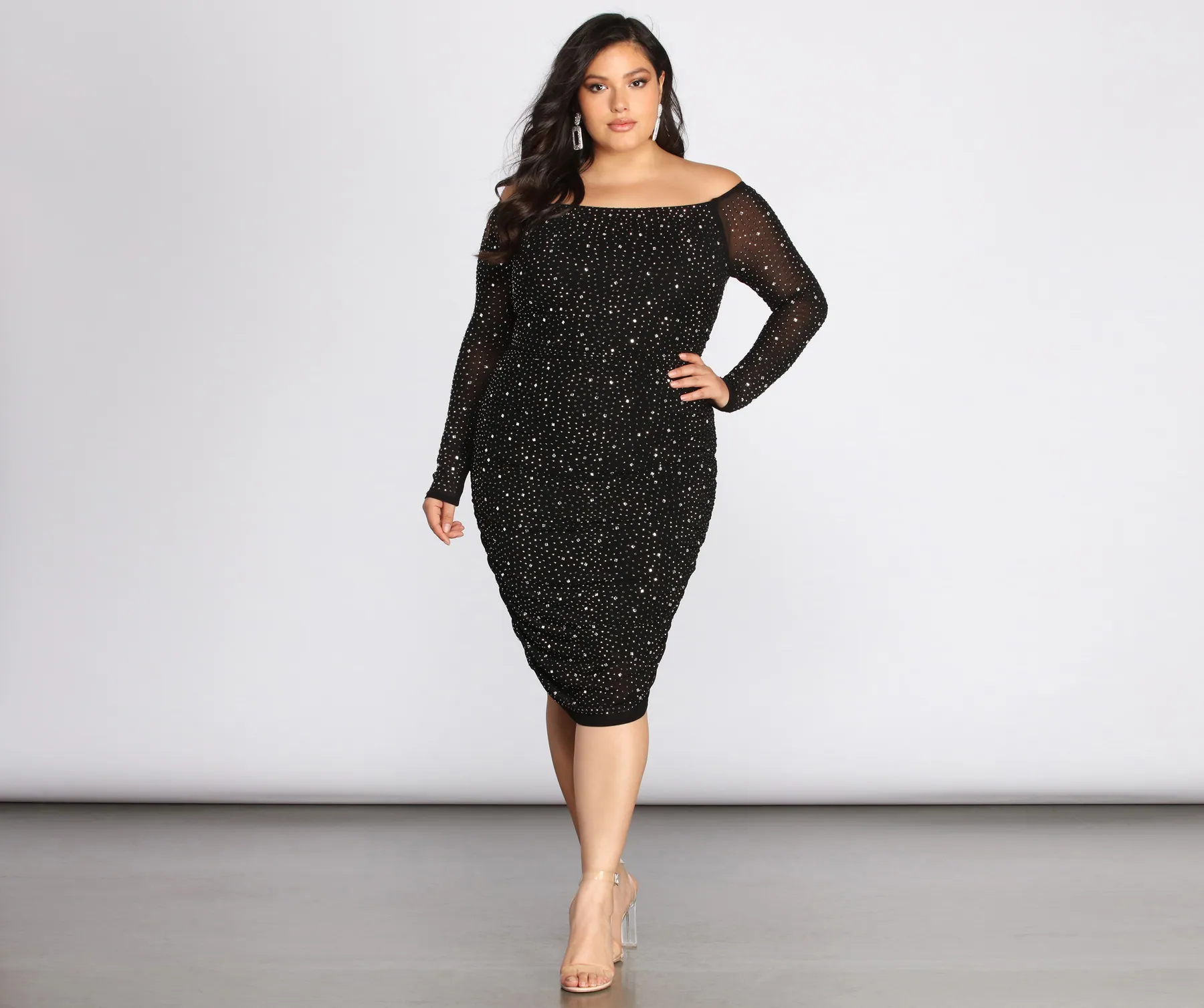 Plus Cami Formal Heat Stone Midi Dress