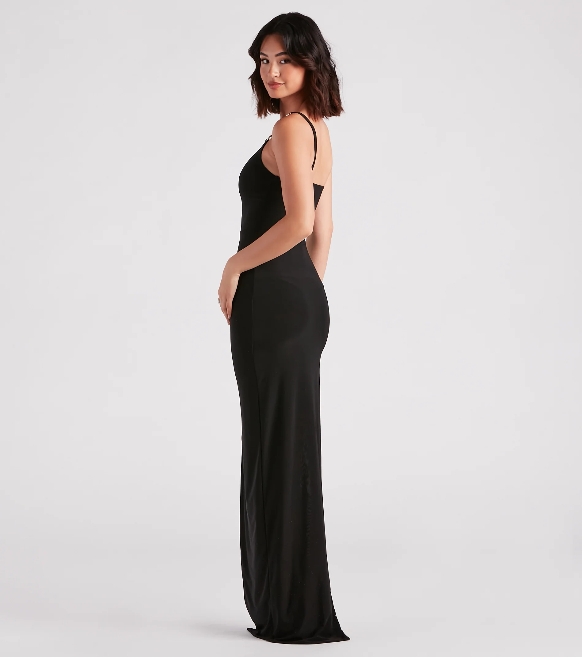 Ellen Formal Rhinestone Strap Long Dress