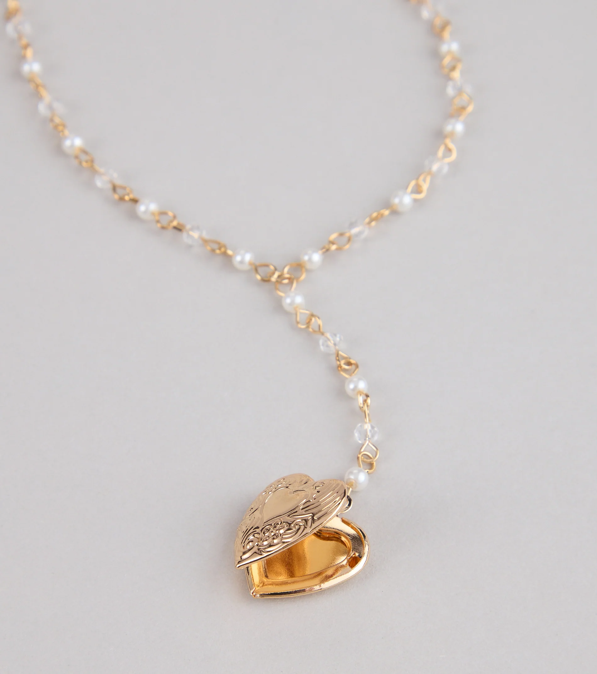 Heart to Heart Pearl Chain Locket Necklace
