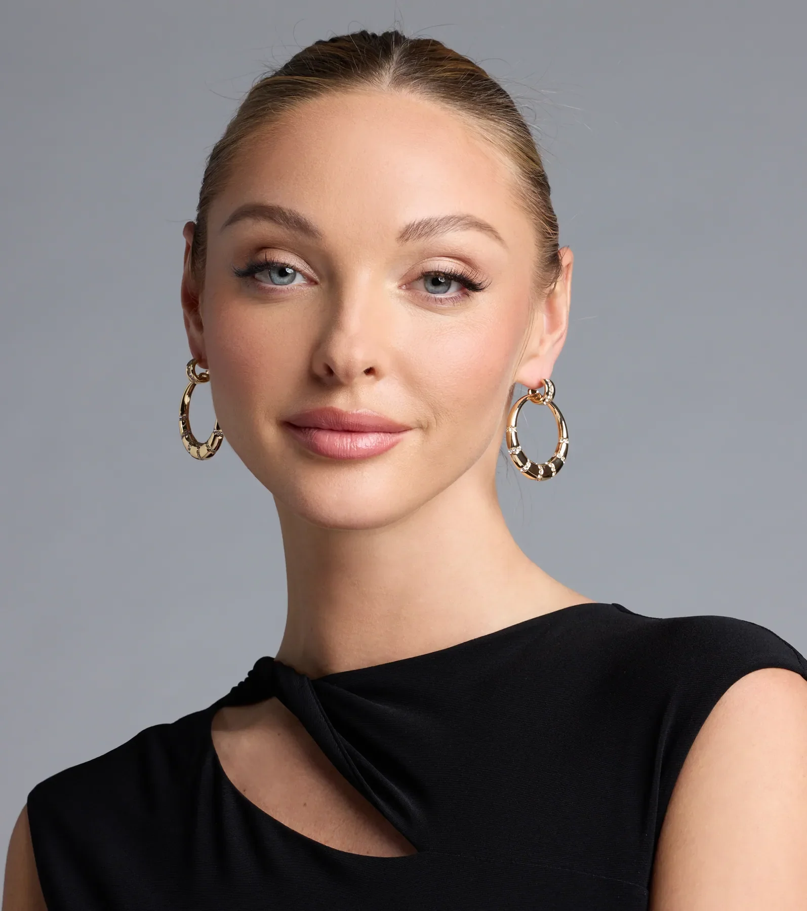 Sleek Glam Rhinestone Hoop Earrings