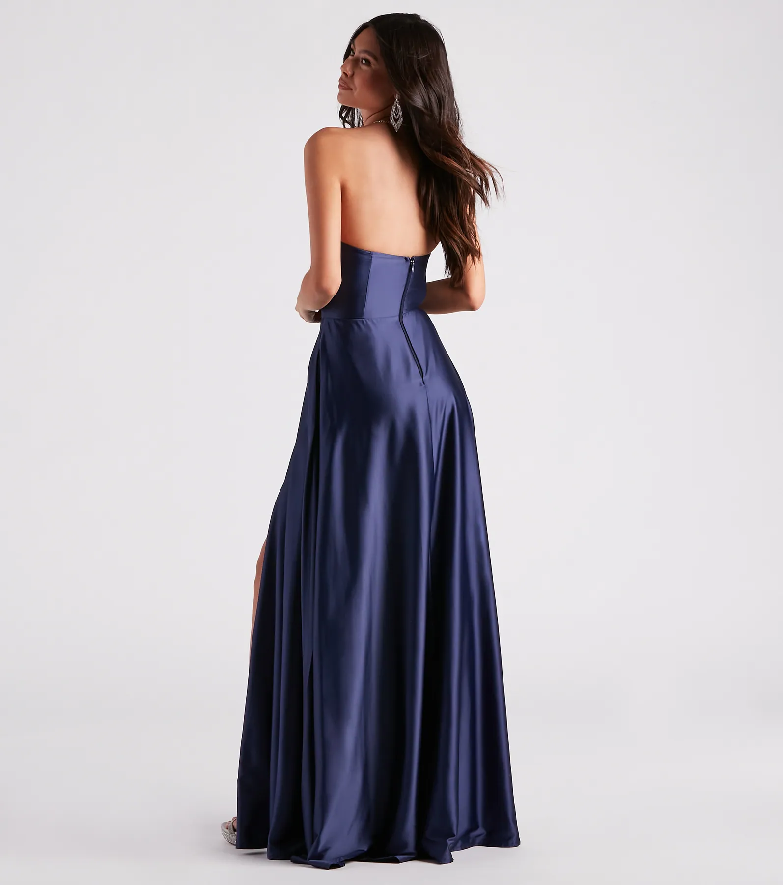 Briana Formal Satin Strapless A-Line Dress