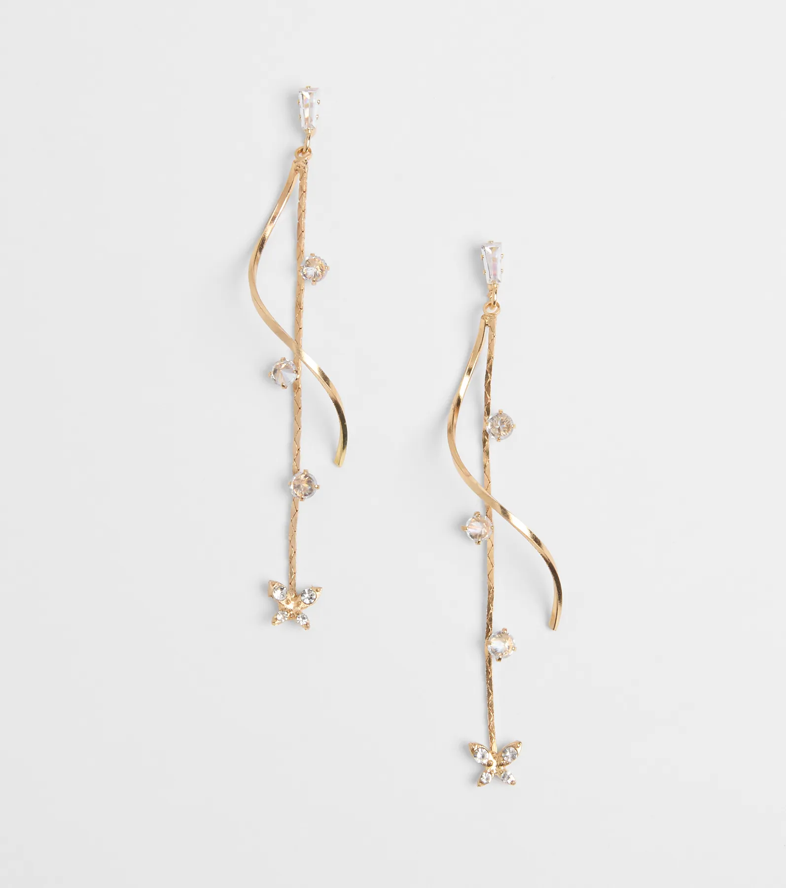 Glistening Heights Butterfly Rhinestone Earrings