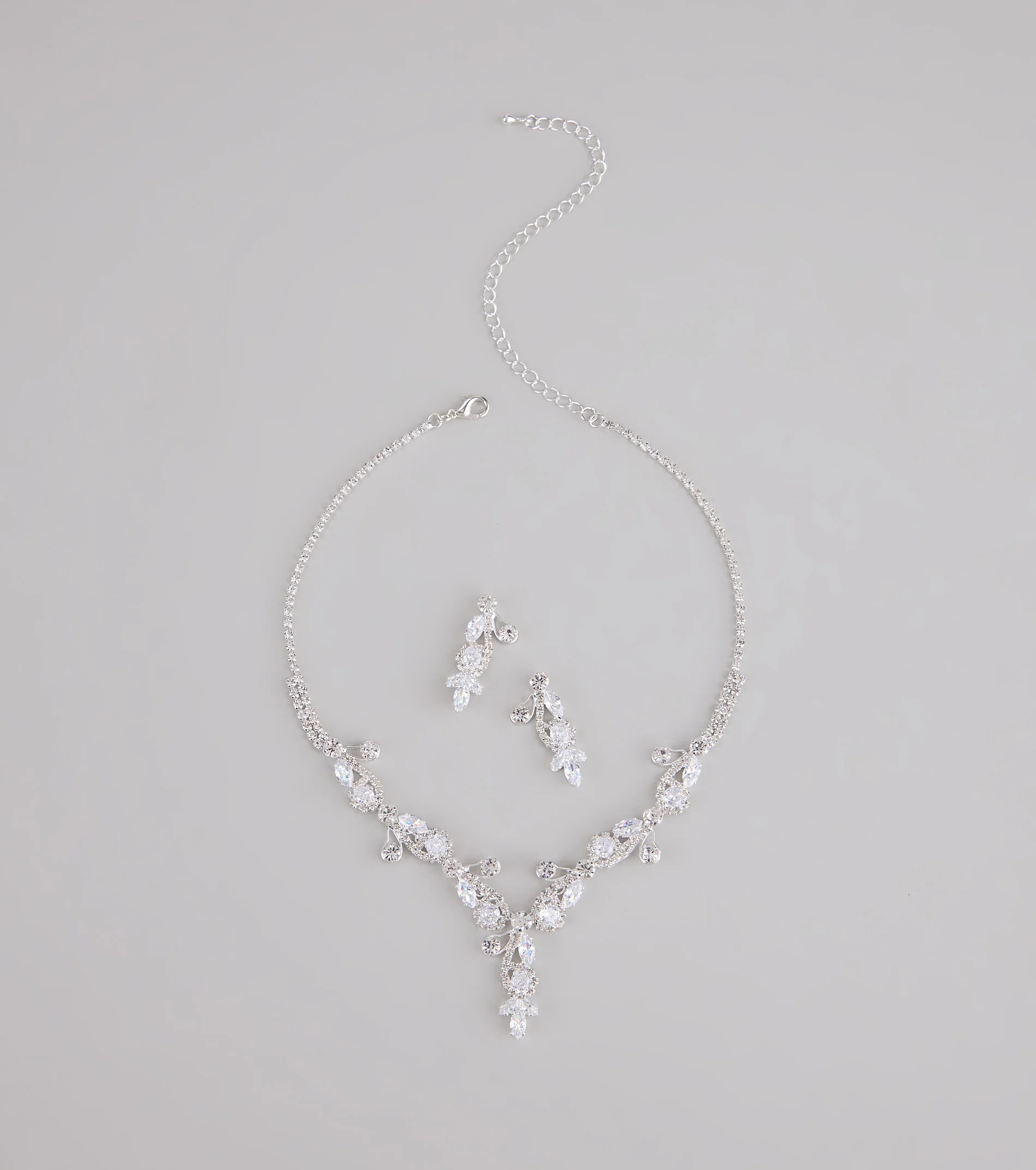 Statement Glow Rhinestone Necklace And Earrings Set