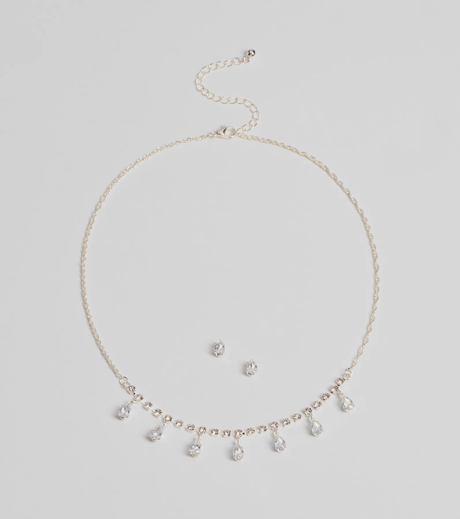Luxe Dainty Cubic Zirconia Necklace And Stud Earrings Set