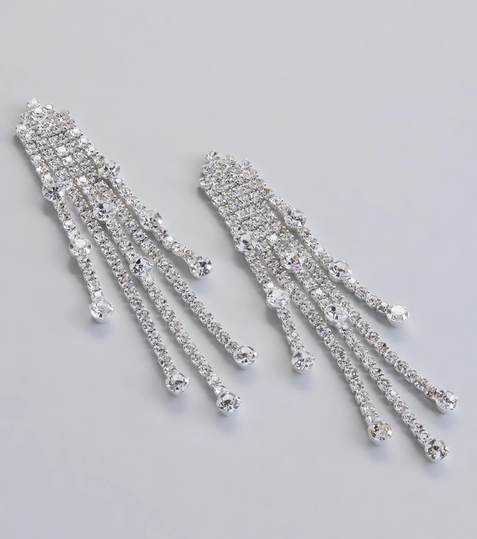 All This Glamour Rhinestone Tassel Earrings