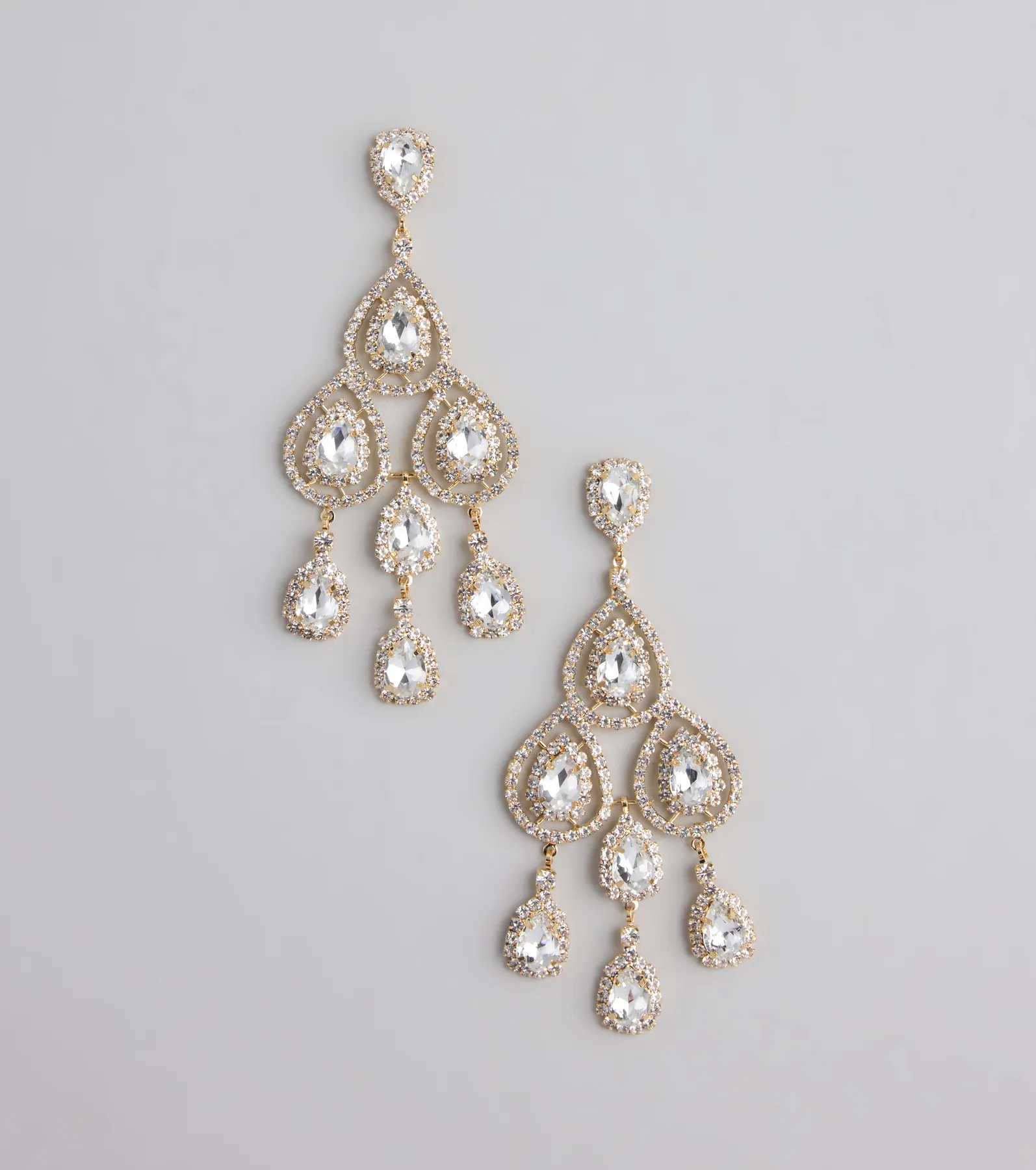 Luxe Vibe Teardrop Rhinestone Chandelier Earrings
