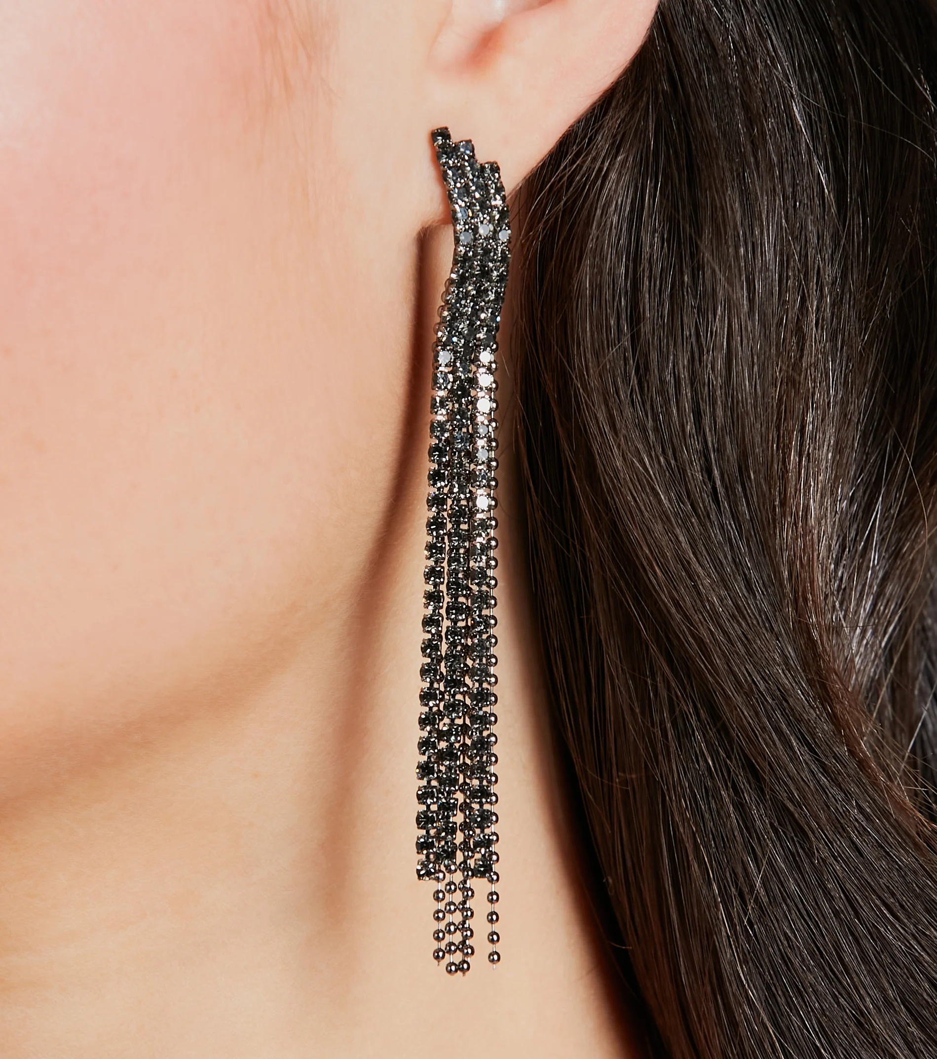 Appealing Chic Rhinestone Fringe Earrings