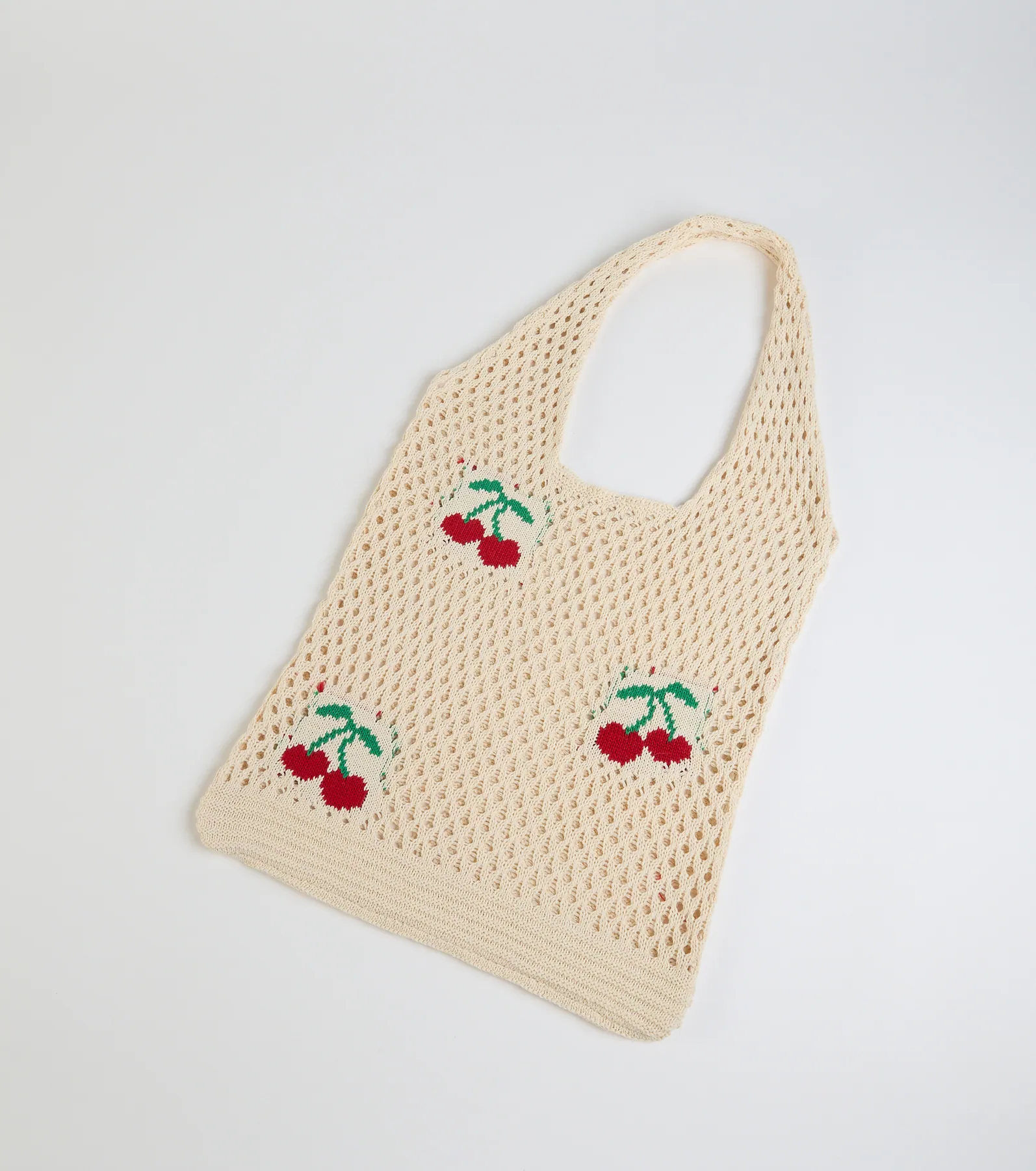 Simply Sweet Cherry Crochet Knit Tote Bag