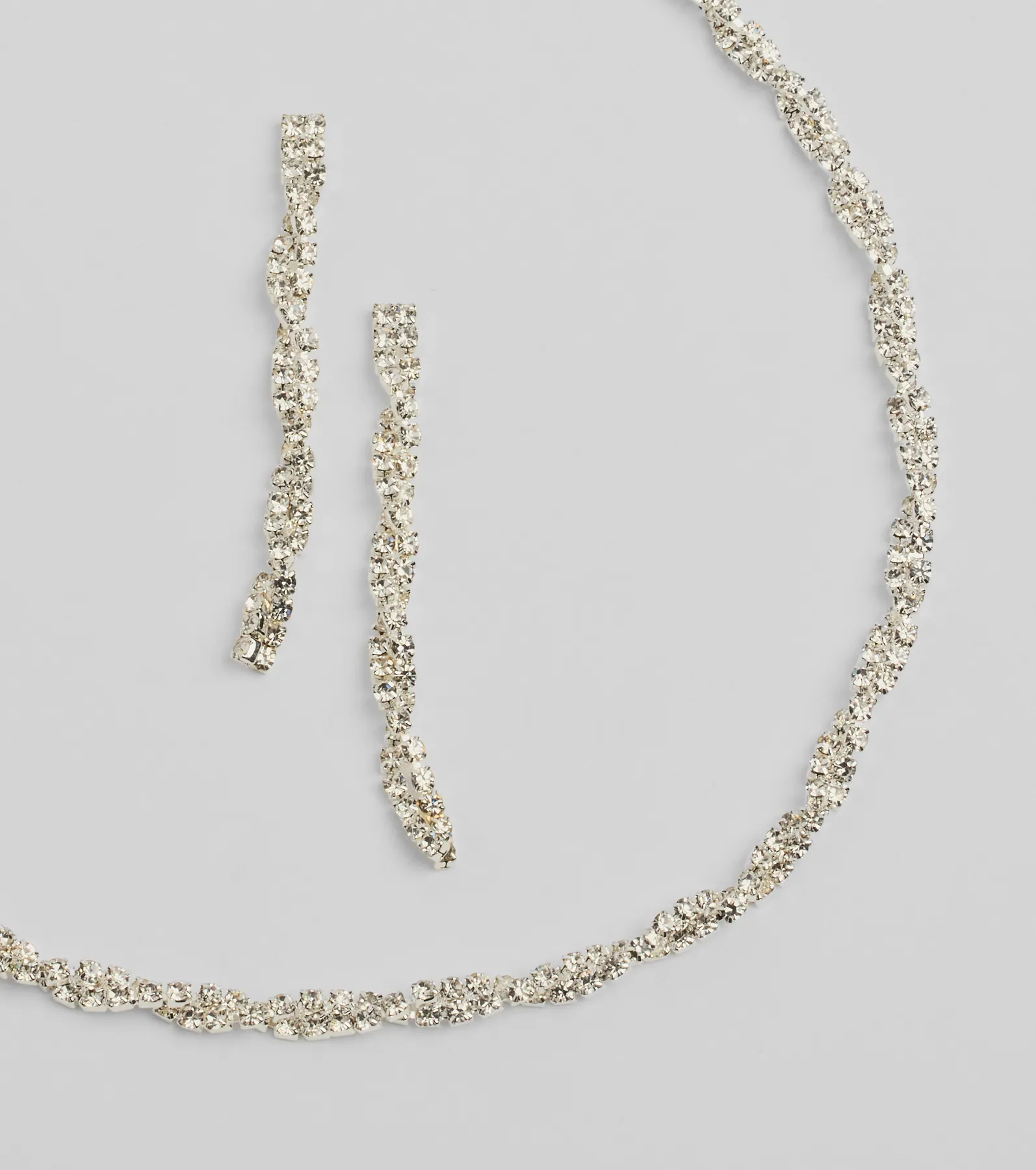 Glamorous Twists Rhinestone Necklace And Earrings Set