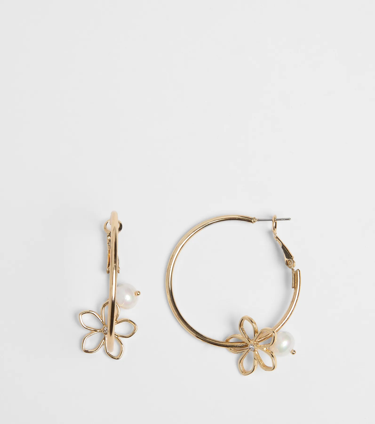 Luxe Bloom Pearl Flower Hoop Earrings