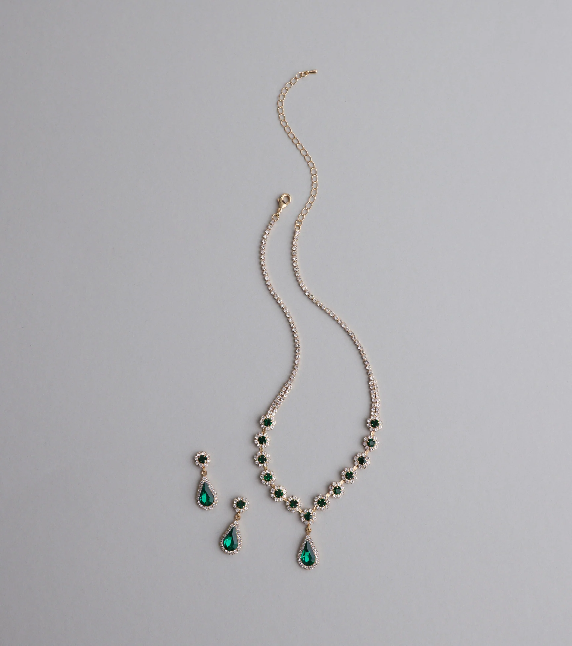 Luxe Look Gemstone Necklace And Earrings Set