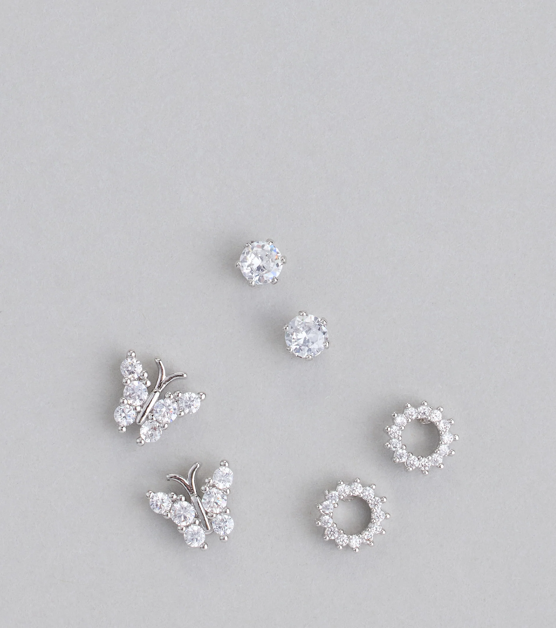Flying High Cubic Zirconia Three Pack Stud Earrings