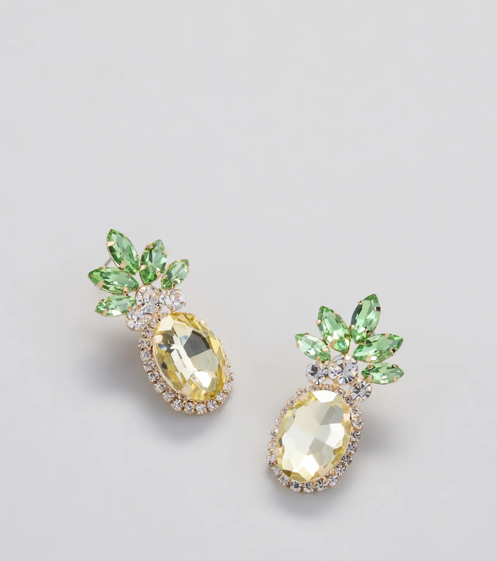 Tropical Fun Rhinestone Pineapple Stud Earrings