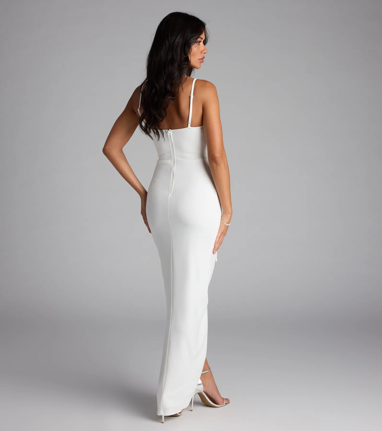 Darcie Sweetheart Ruffle Slim Crepe Formal Dress