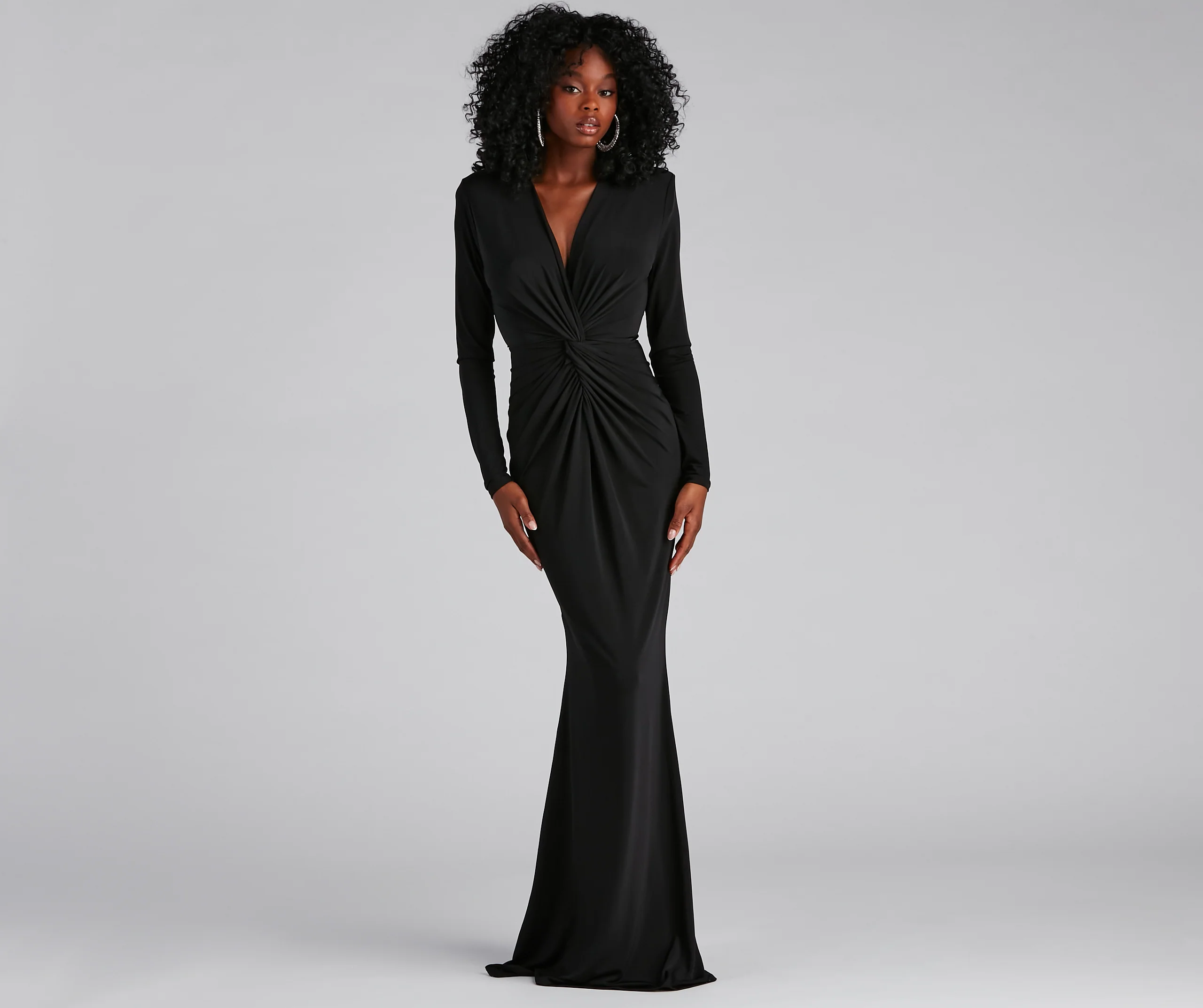 Vina Formal Tied V-Neck Long Dress