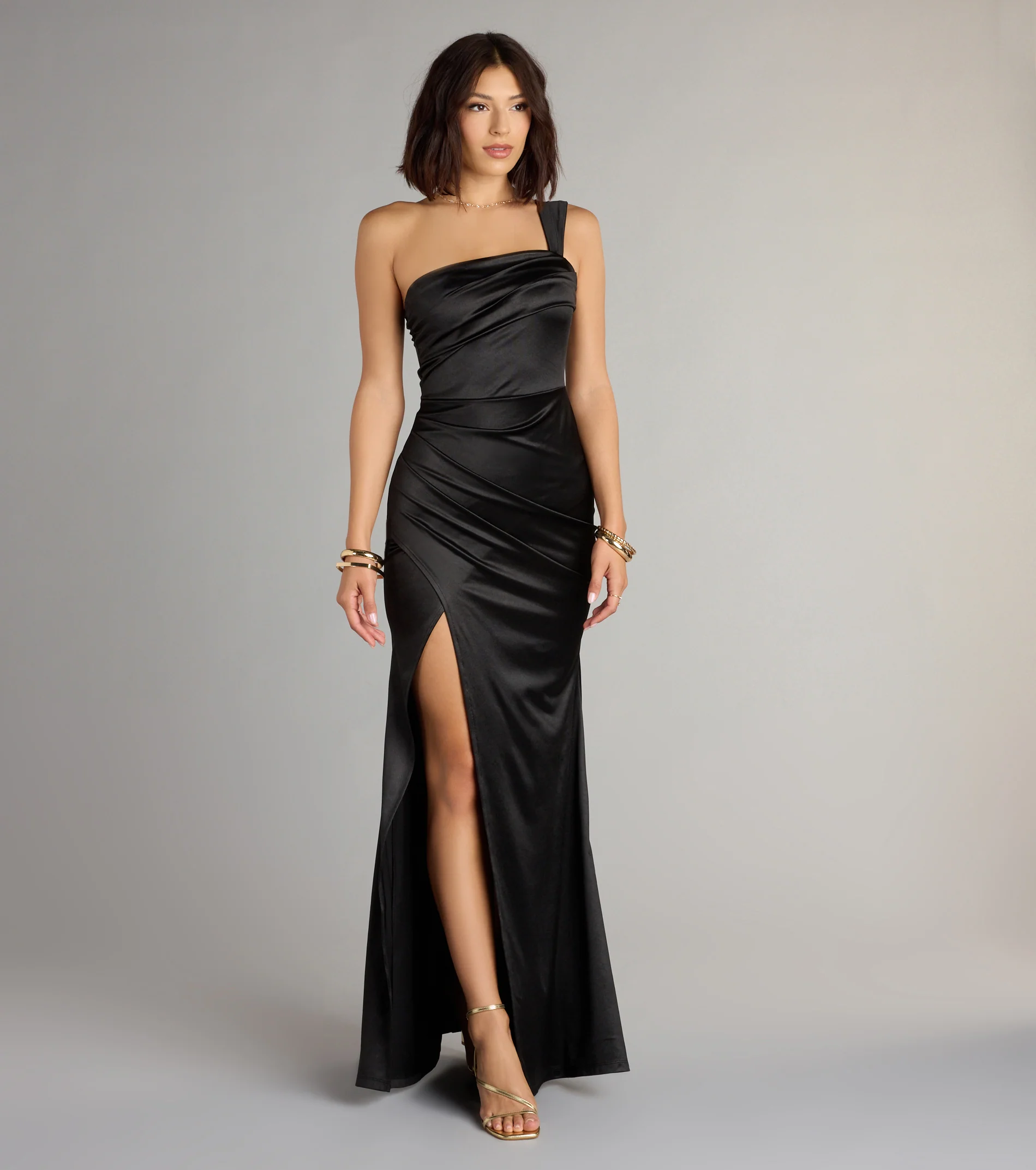 Kathie Formal Satin One-Shoulder Dress