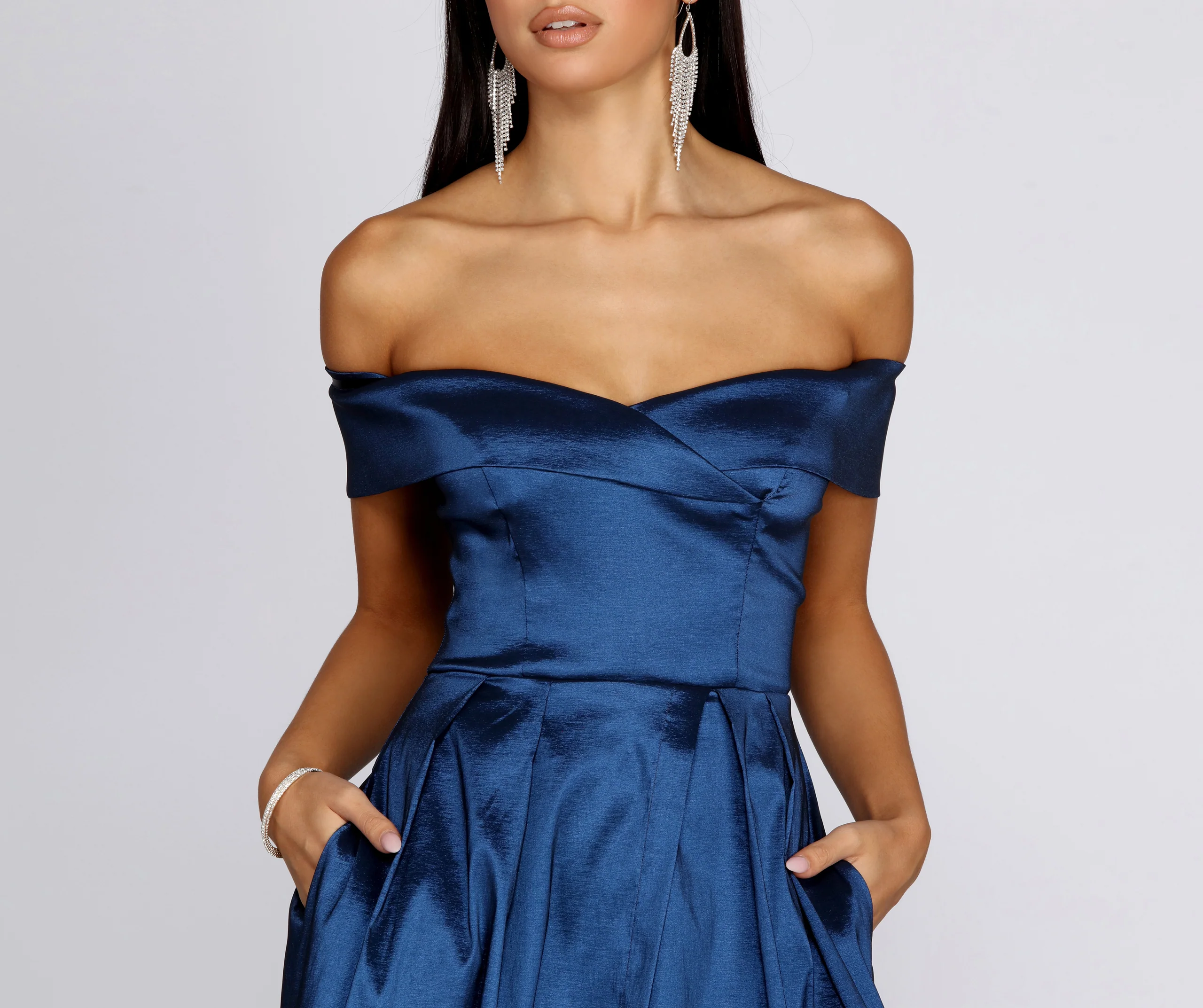 Megan Taffeta Off The Shoulder Ball Gown