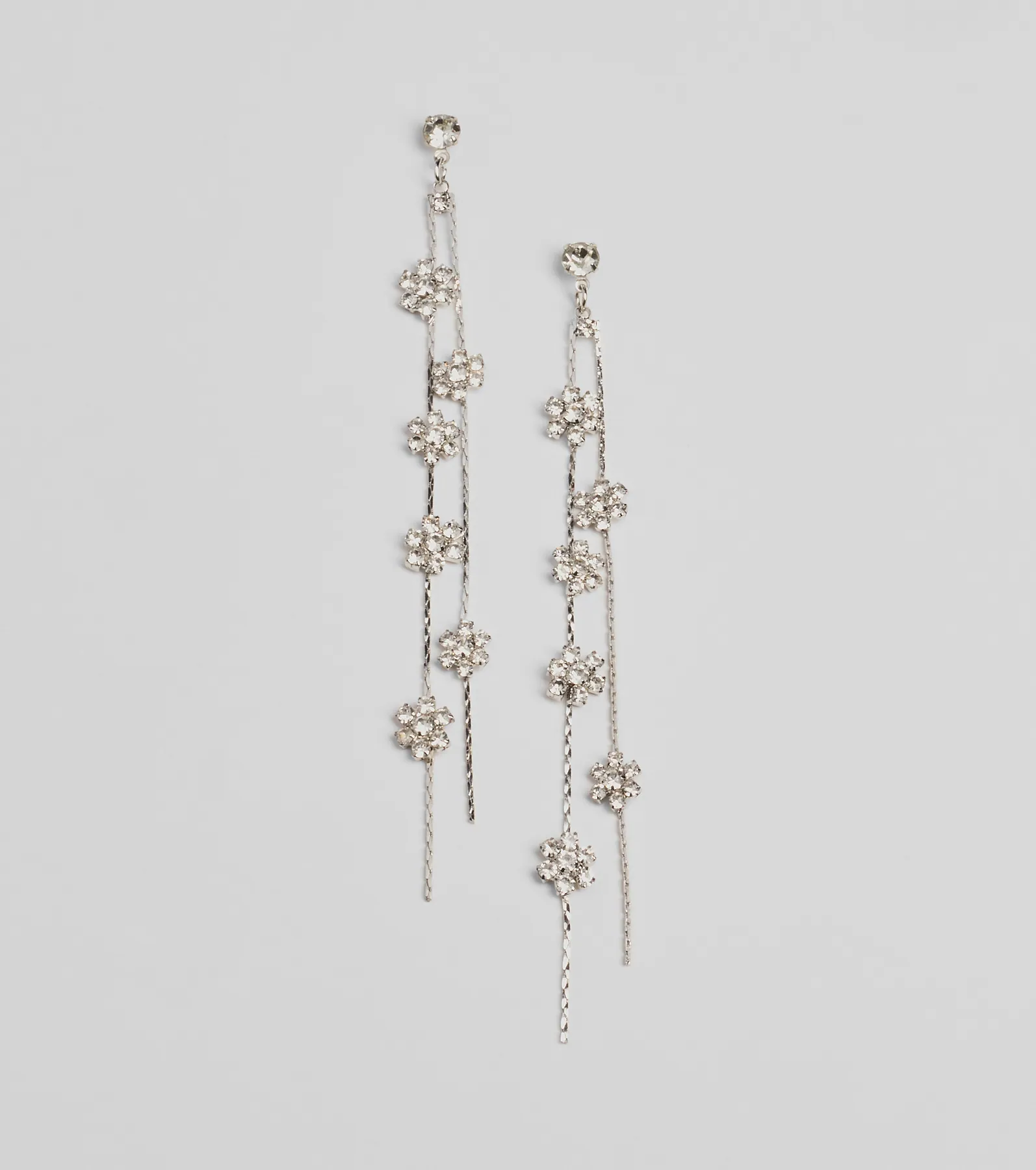 Floral Enchantment Rhinestone Linear Earrings