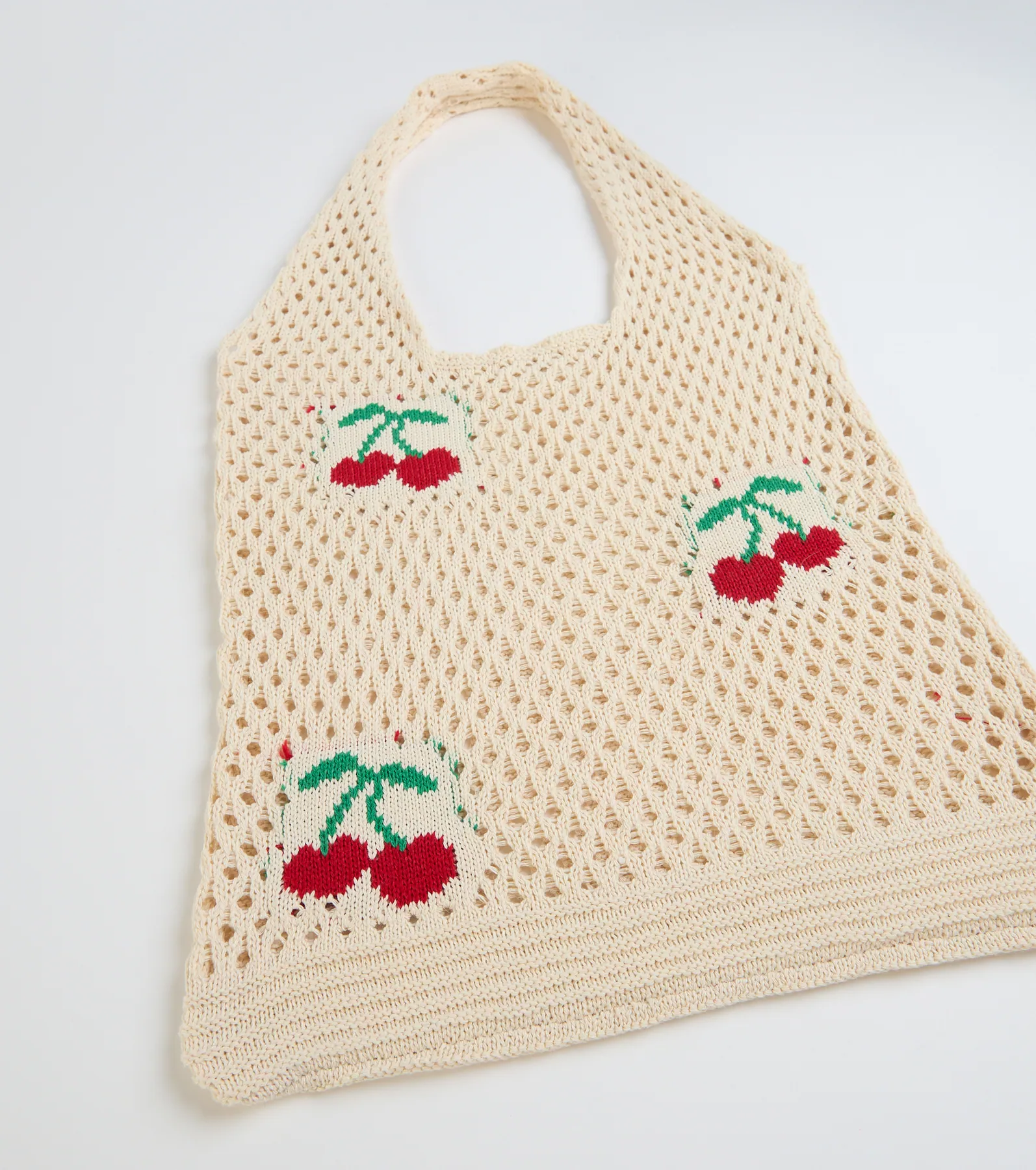 Simply Sweet Cherry Crochet Knit Tote Bag