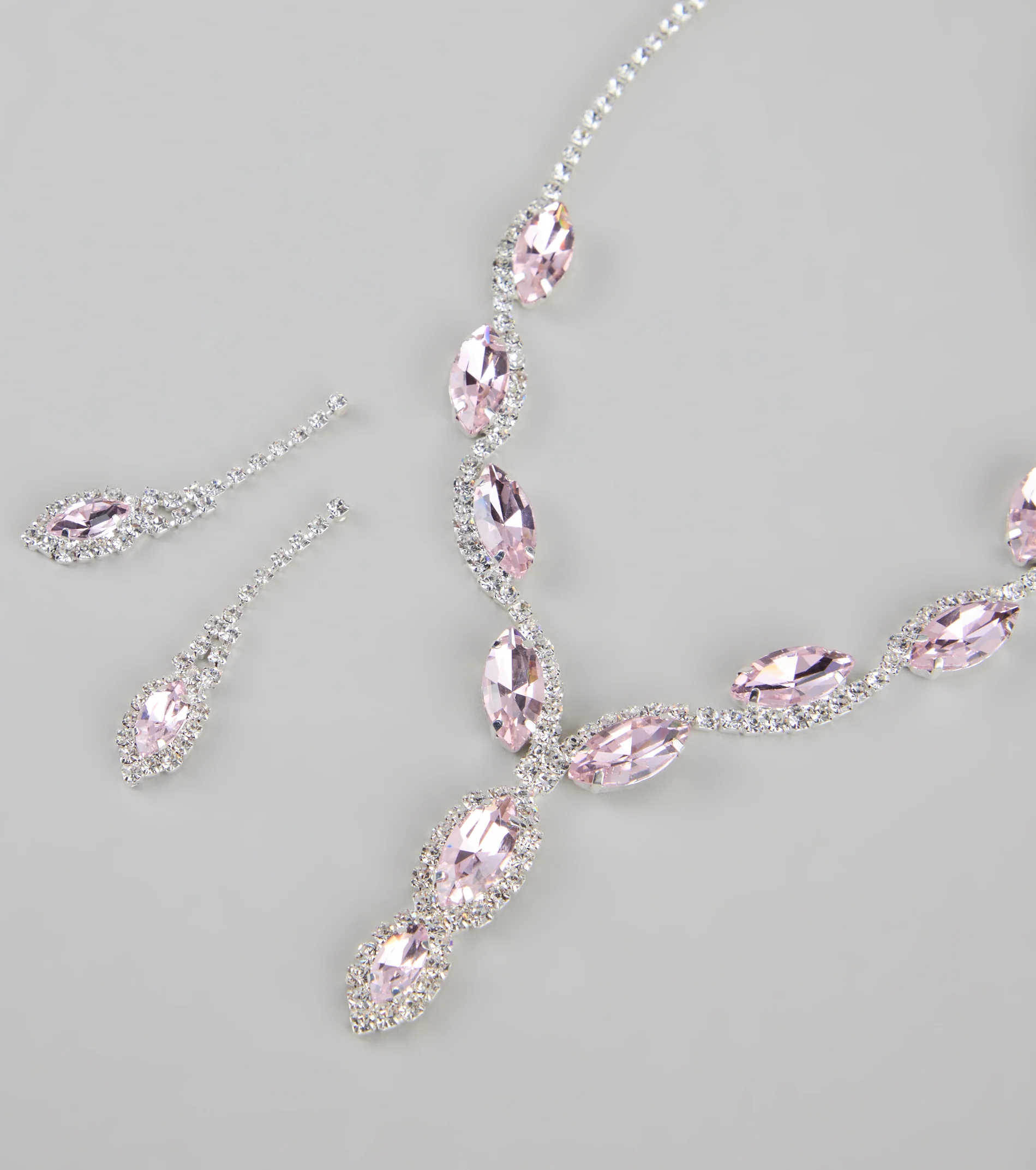 Stunning Glitz Gemstone Necklace And Earrings Set