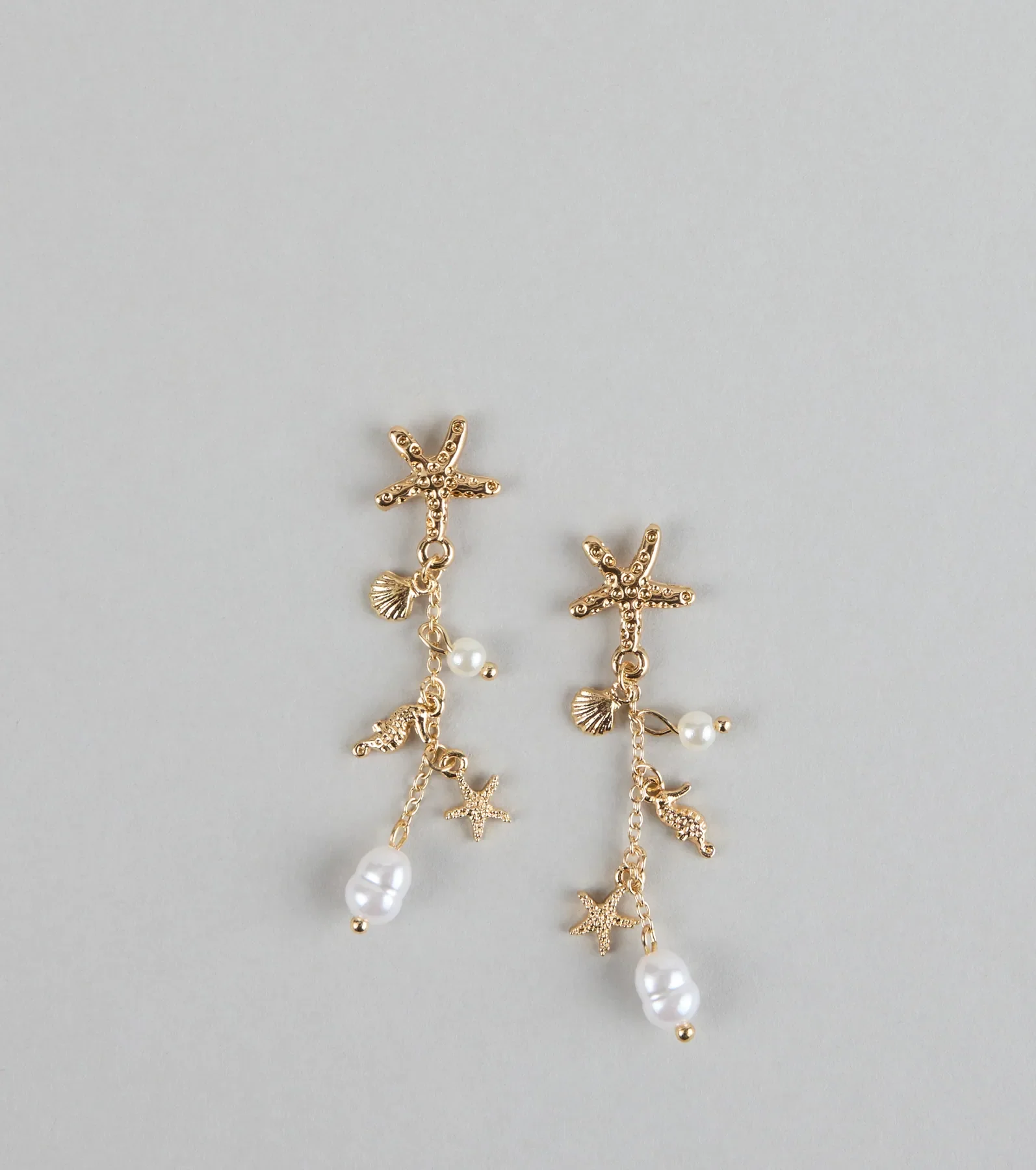 Mermaid Mood Starfish and Seashell Earrings