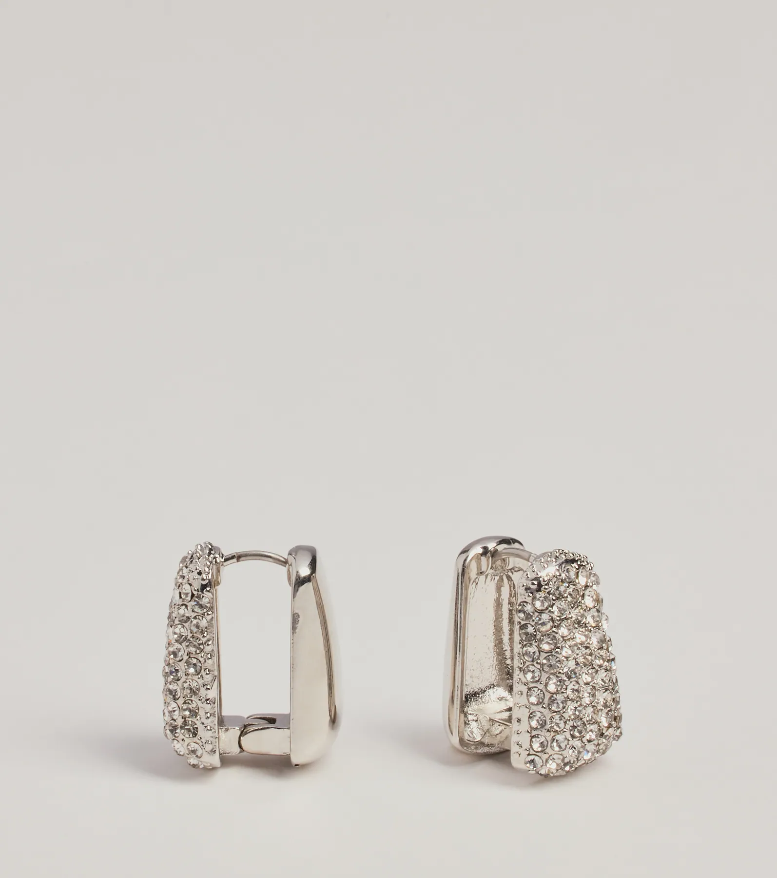 Glamour All The Time Rhinestone Huggie Earrings