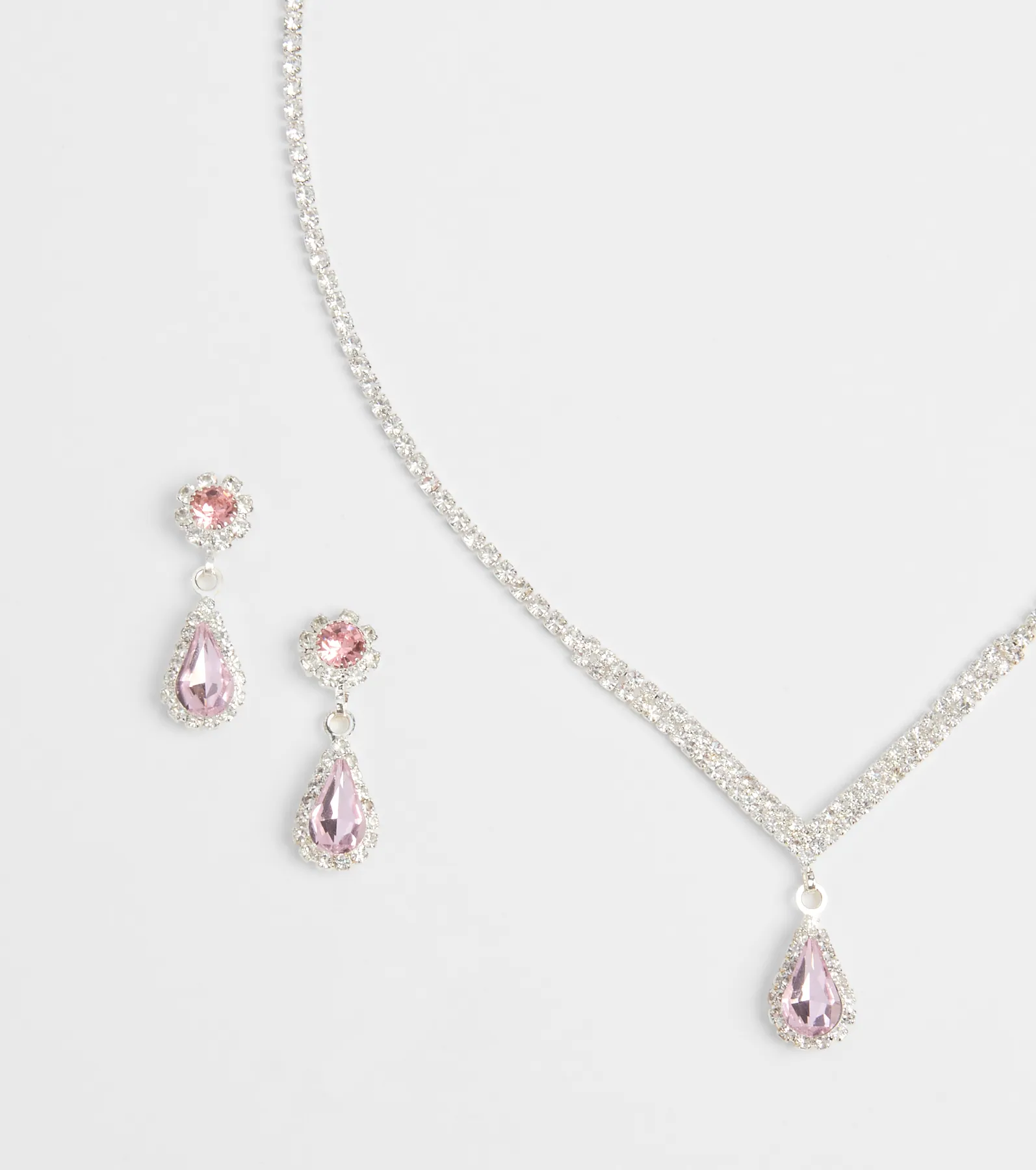 Princess Vibes Rhinestone Necklace And Earrings Set